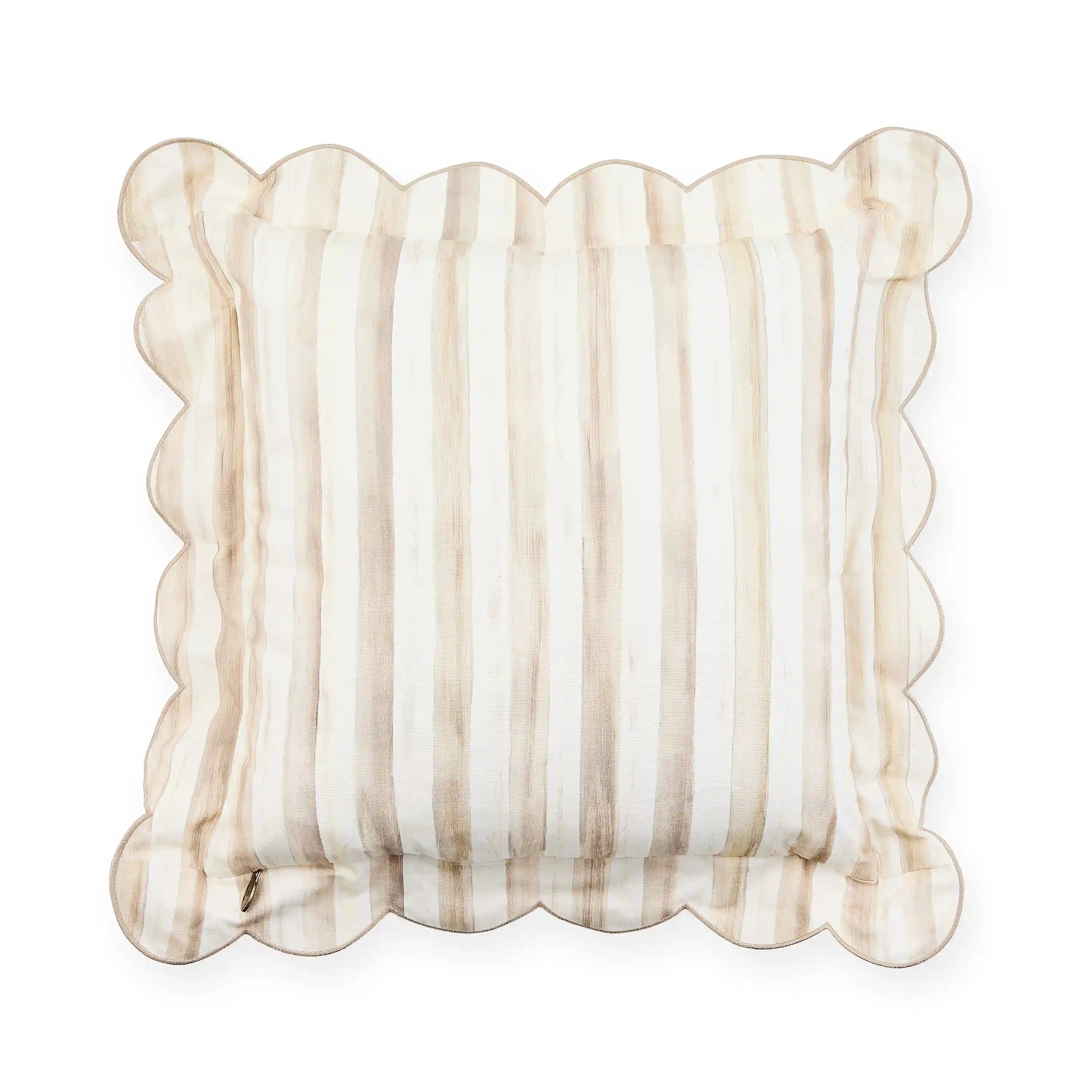Mocha Check Reversible Scalloped Throw Pillow