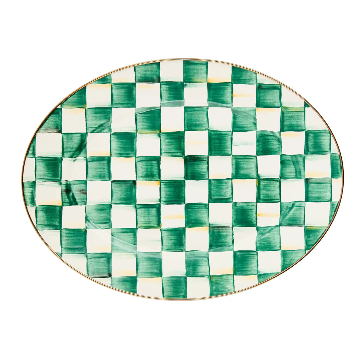 Emerald Check Small Oval Platter
