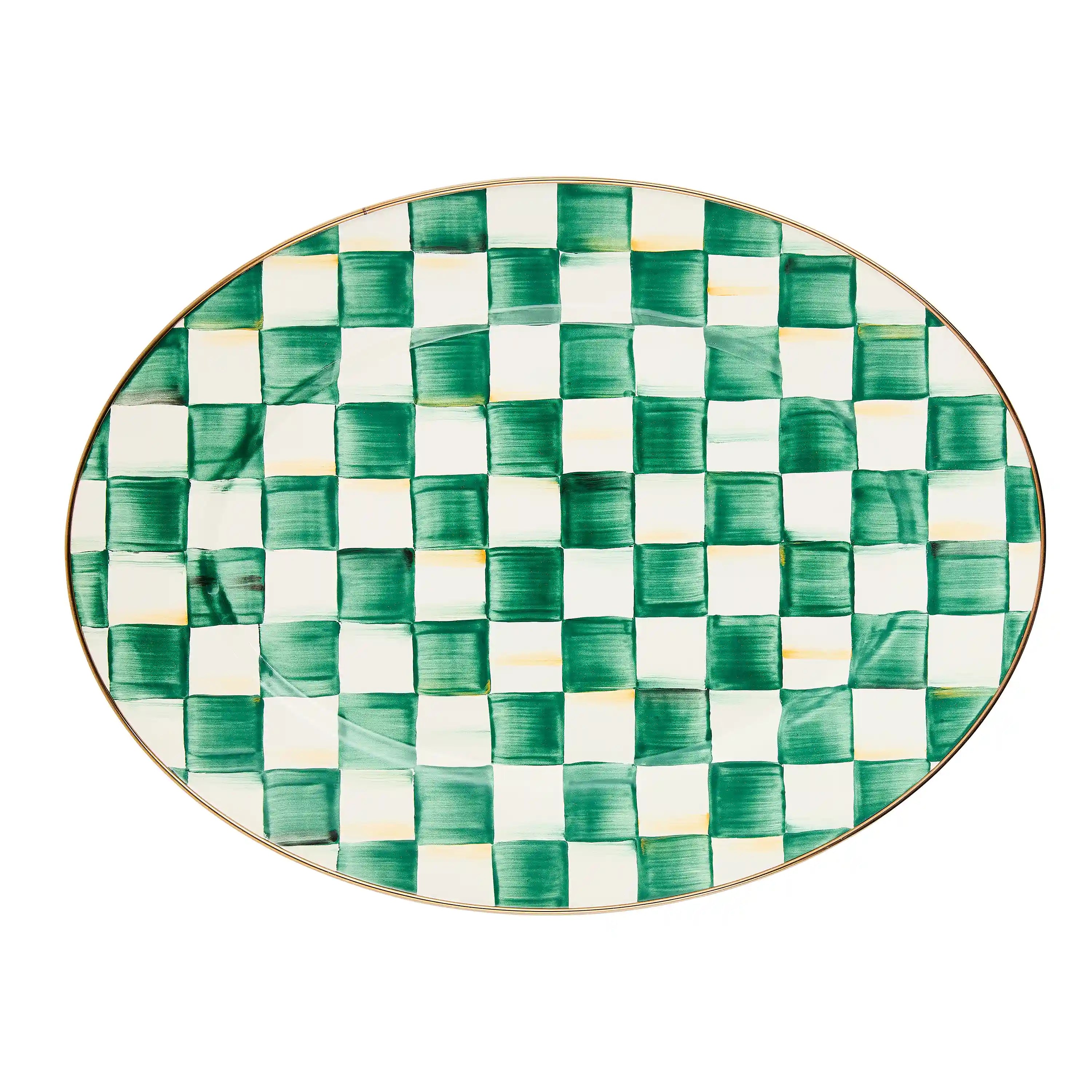 Mocha Check Small Oval Platter