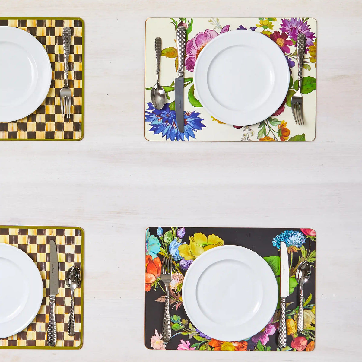 Courtly Flower Market Cork Back Placemats, Set of 4