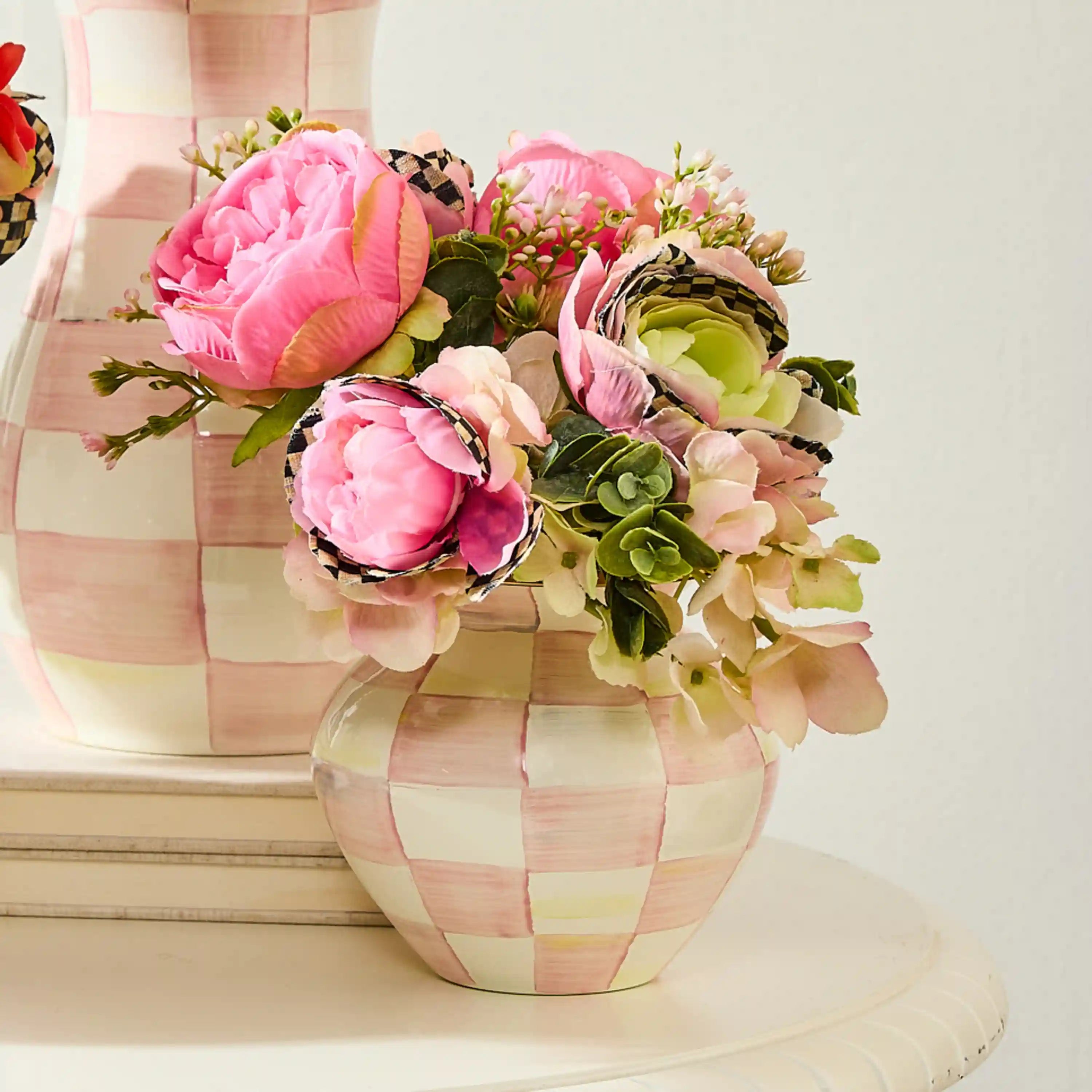 Sterling Check Enamel Large Vase