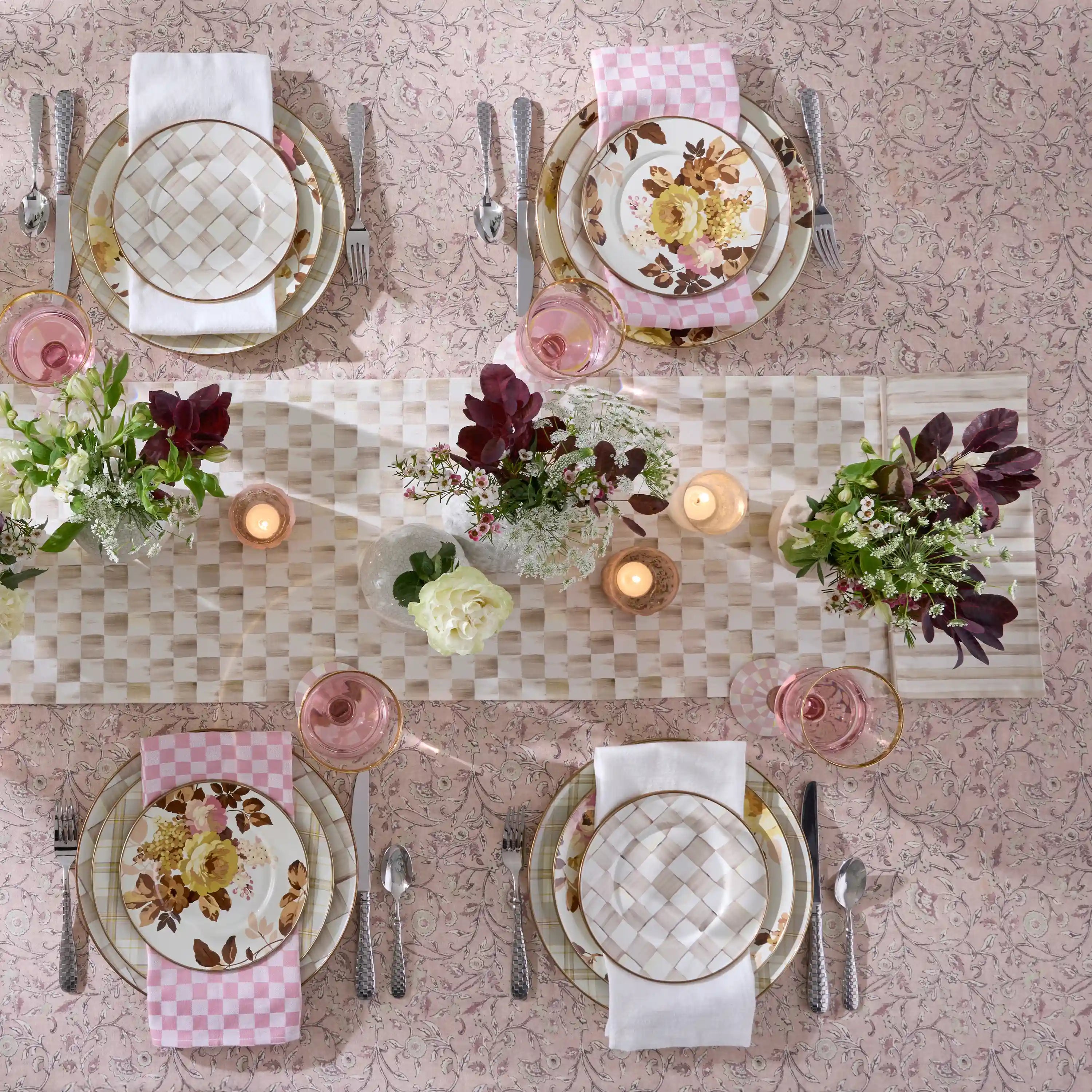 Rosy Check Table Runner