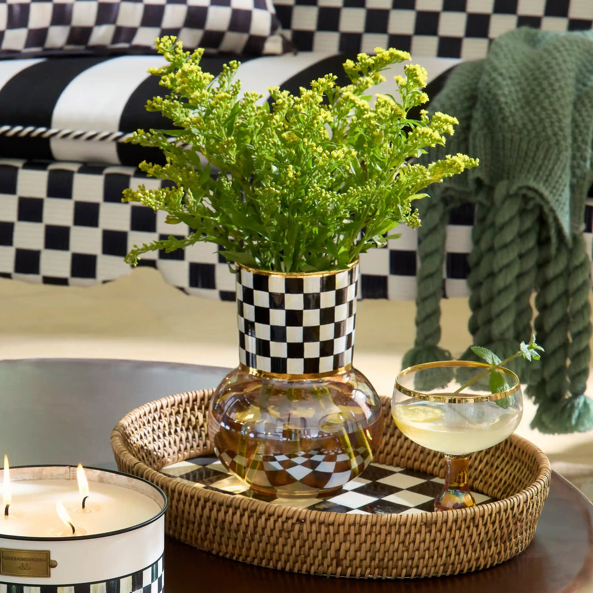 Rosy Check Glass Vase