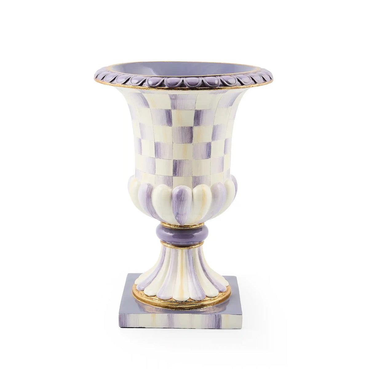 Mocha Check Tabletop Pedestal Urn