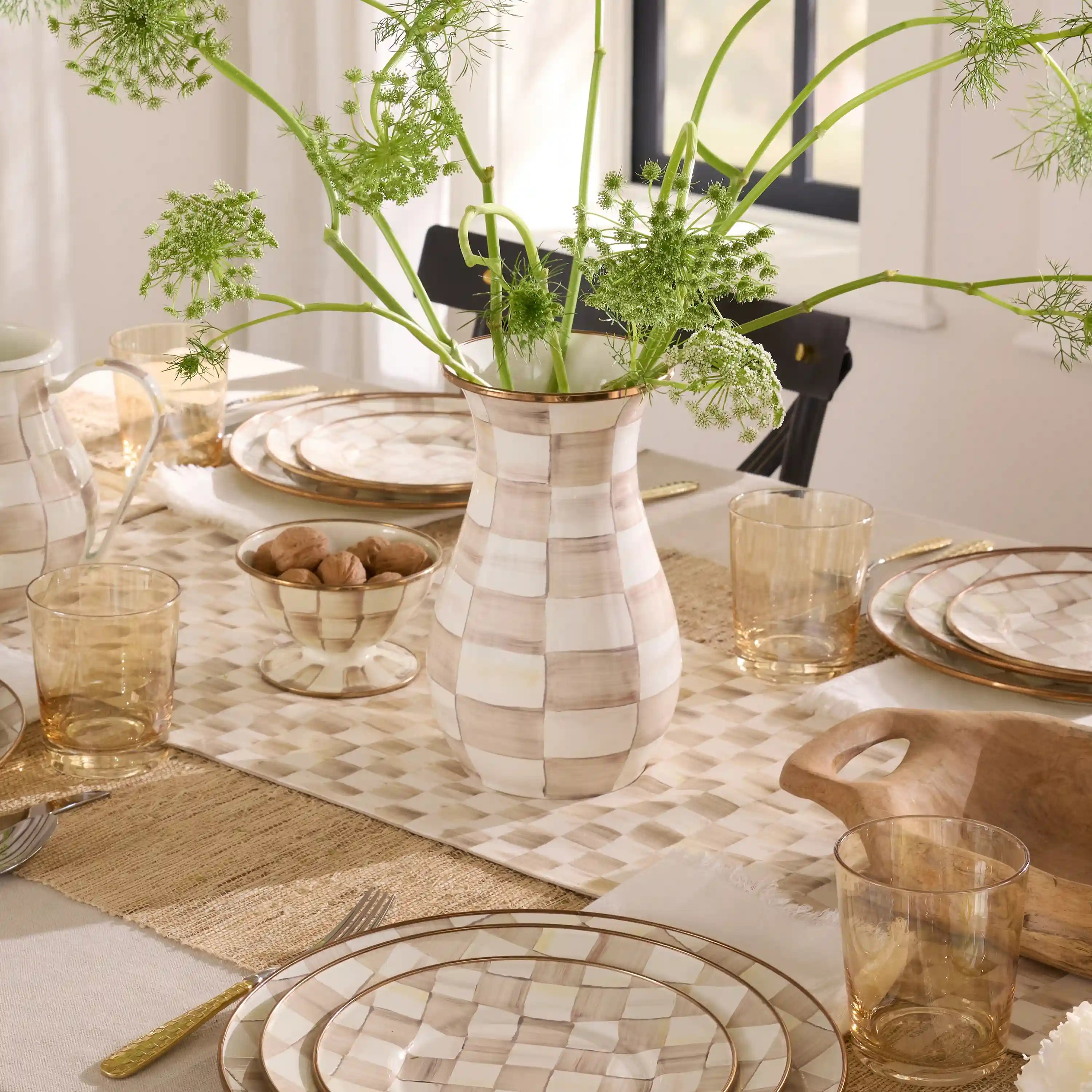Sterling Check Tall Vase