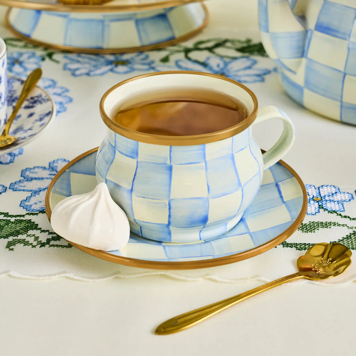 Mocha Check Teacup