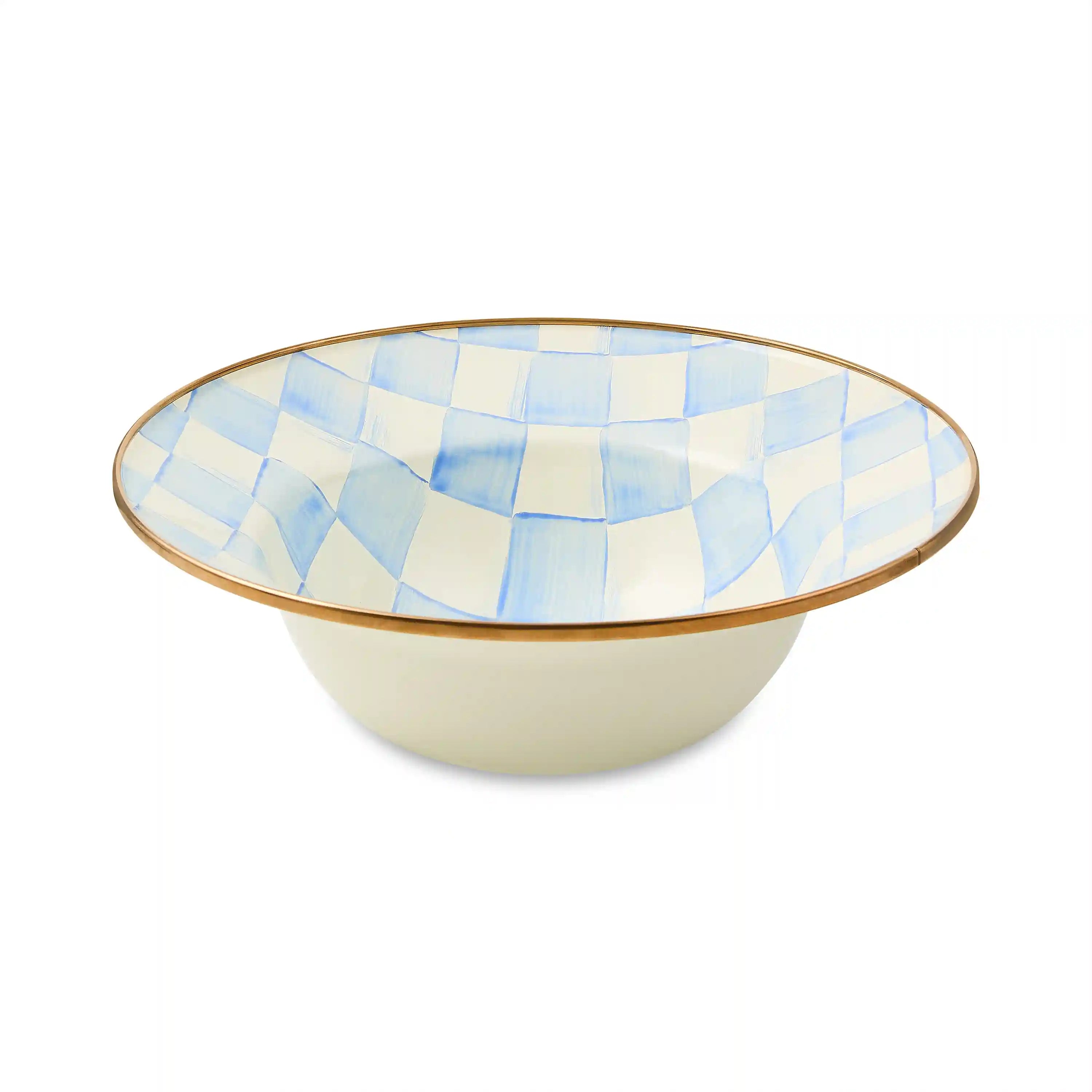 Violet Check Serving Bowl