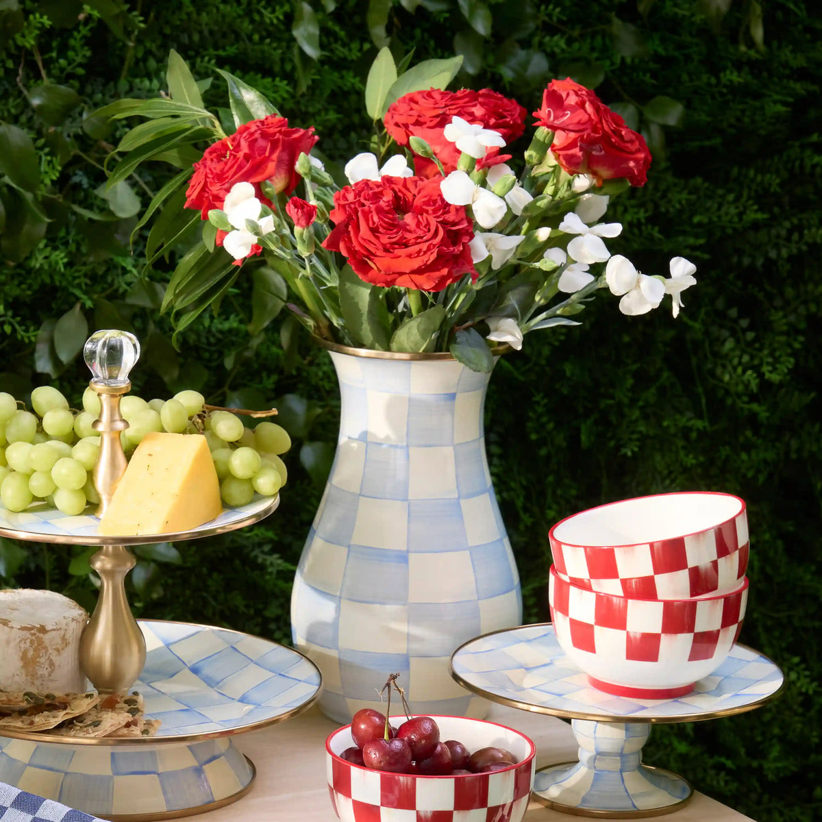 Mocha Check Tall Vase