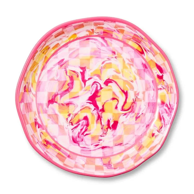 Pink Marble Check Melamine Large Platter