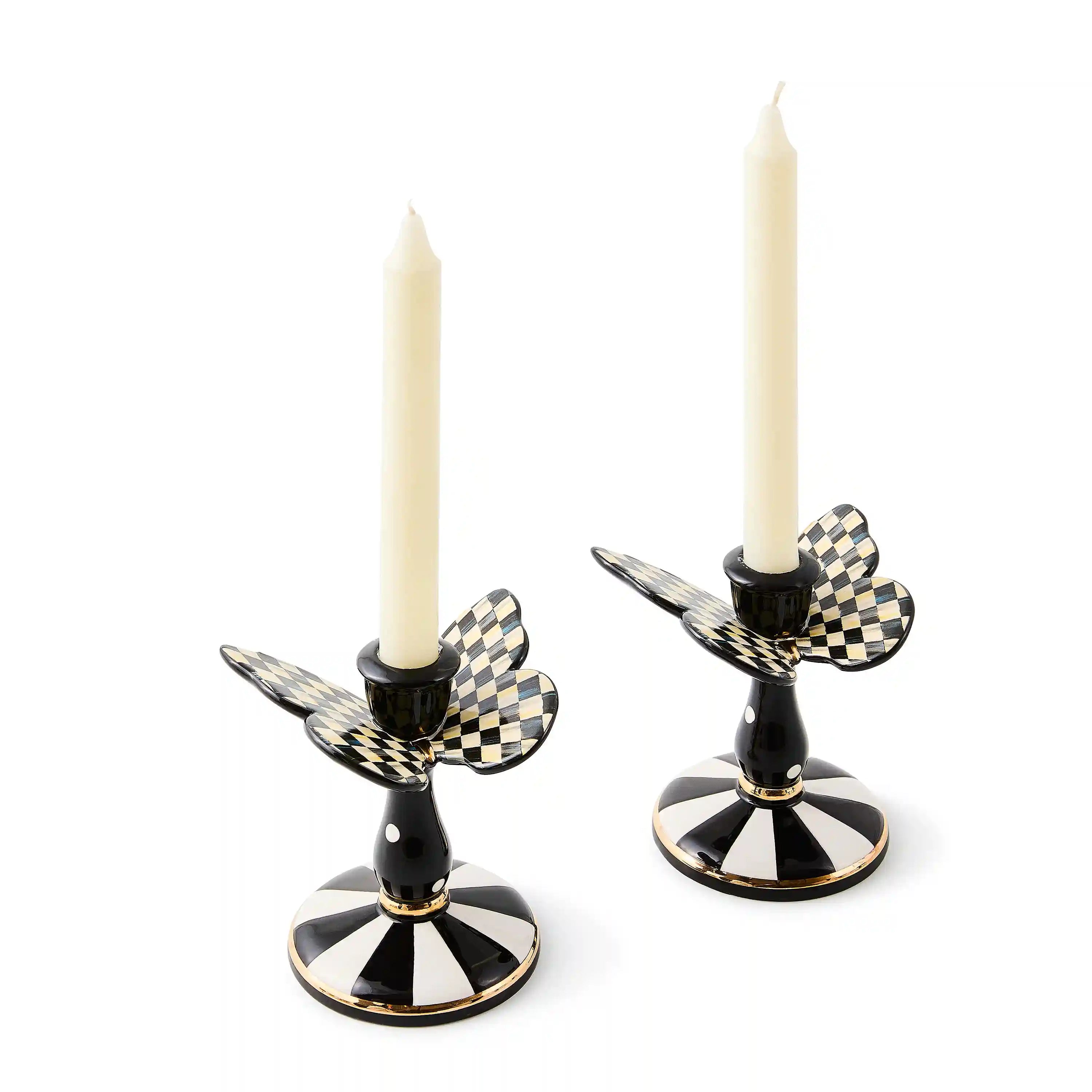 Rosy Check Butterfly Candle Holders, Set of 2