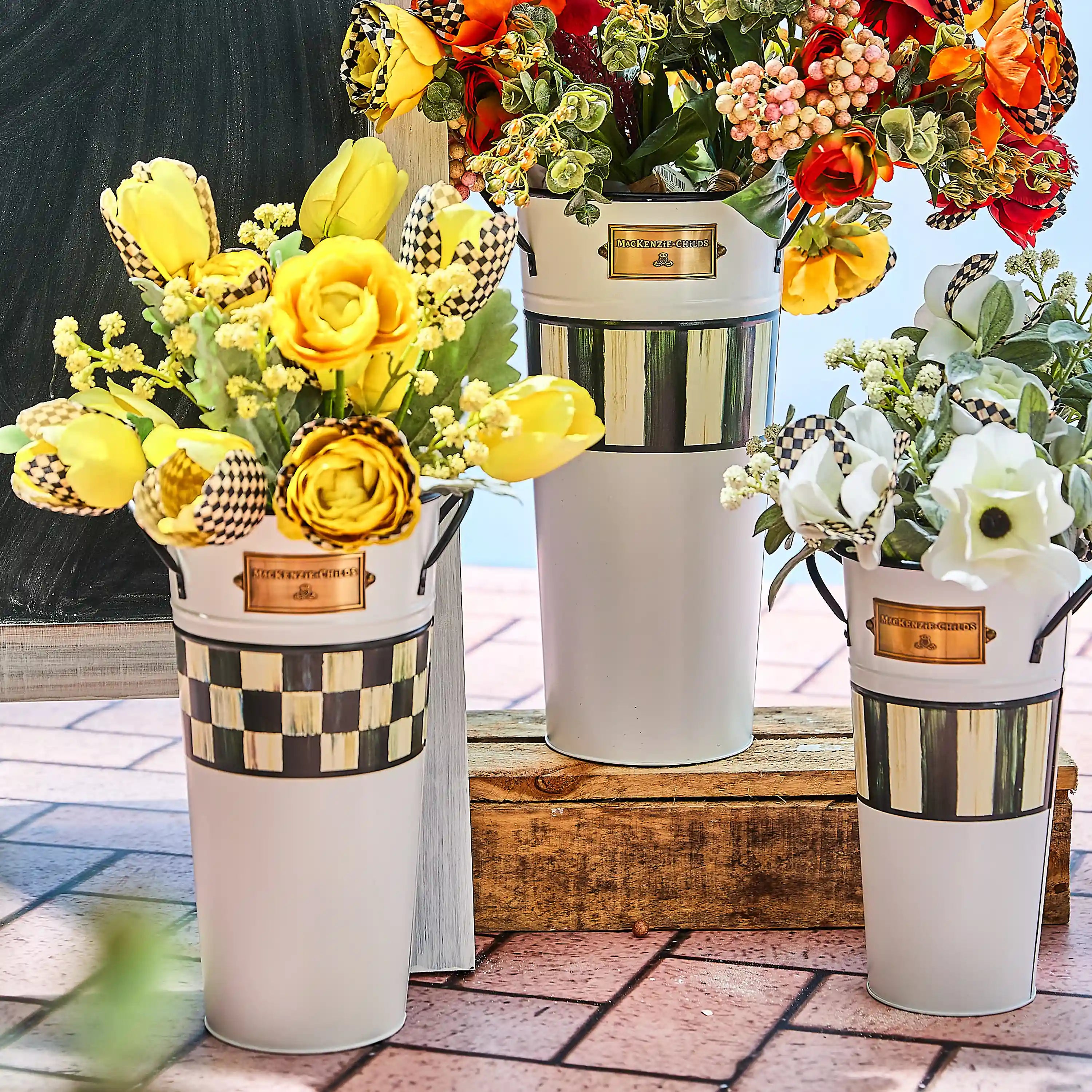 Violet Stripe Flower Buckets, Set of 3