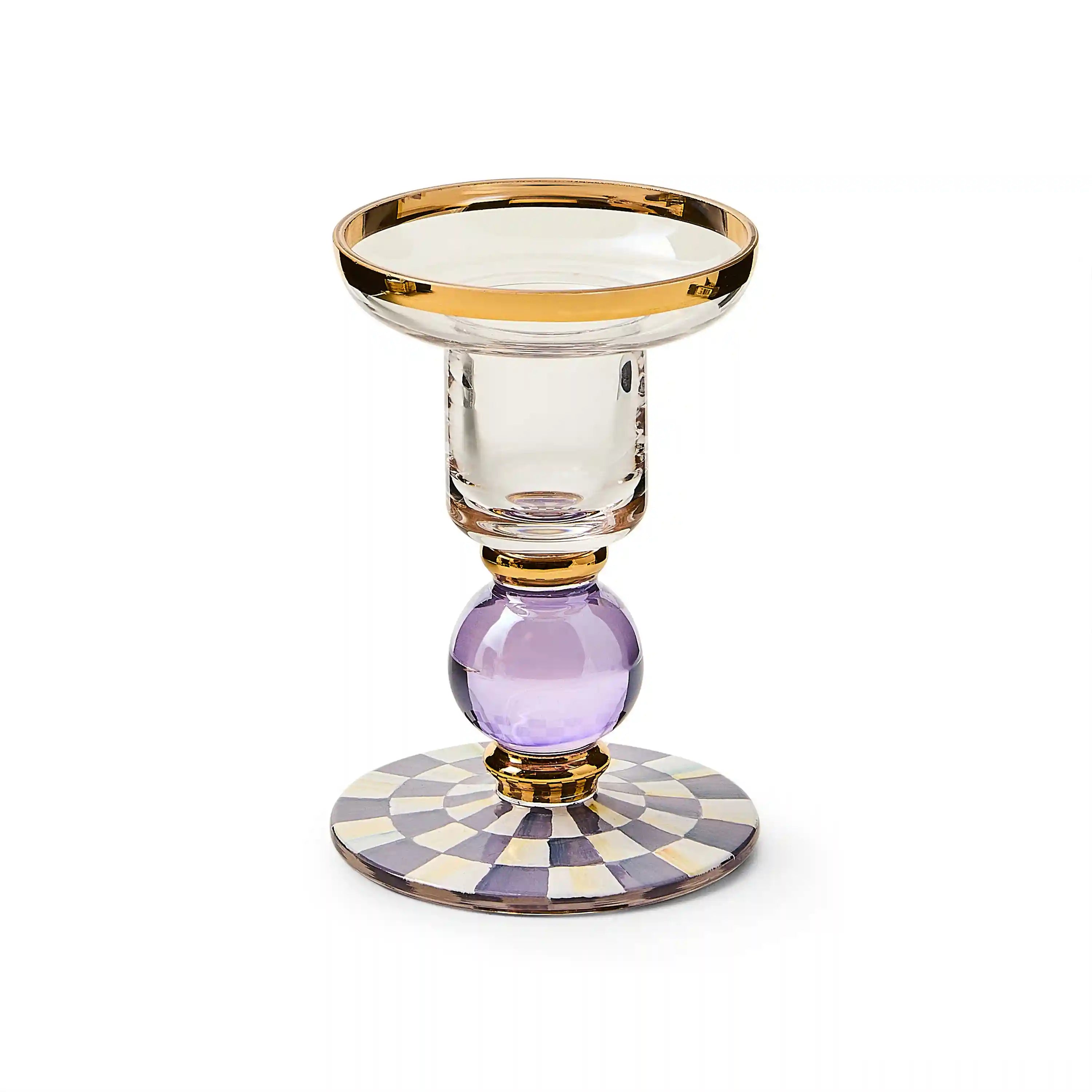 Sterling Check Small Glass Candlestick
