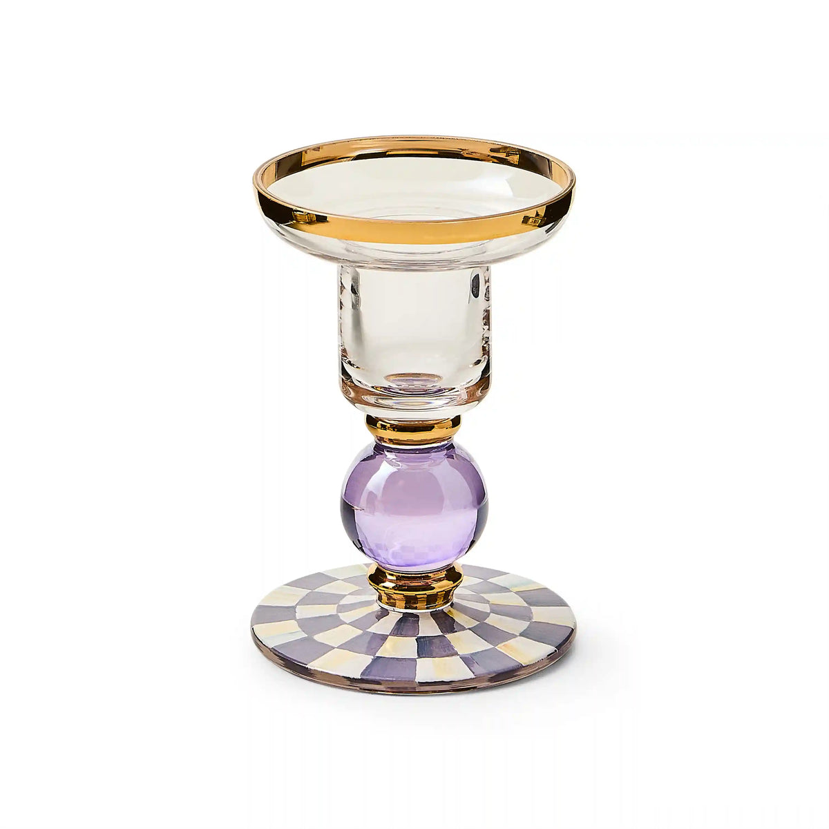 Sterling Check Large Glass Candlestick