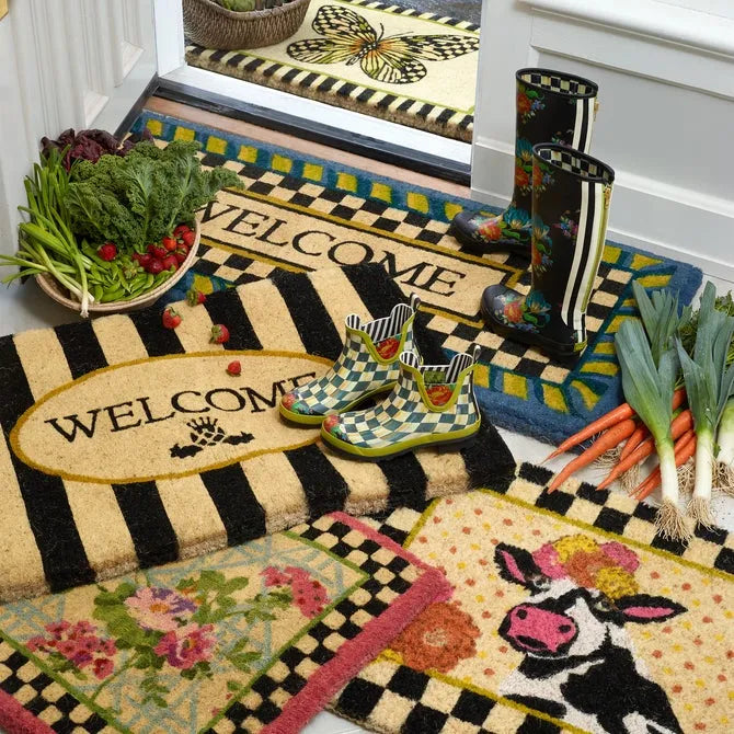 Welcome Periwinkle Double Door Entrance Mat