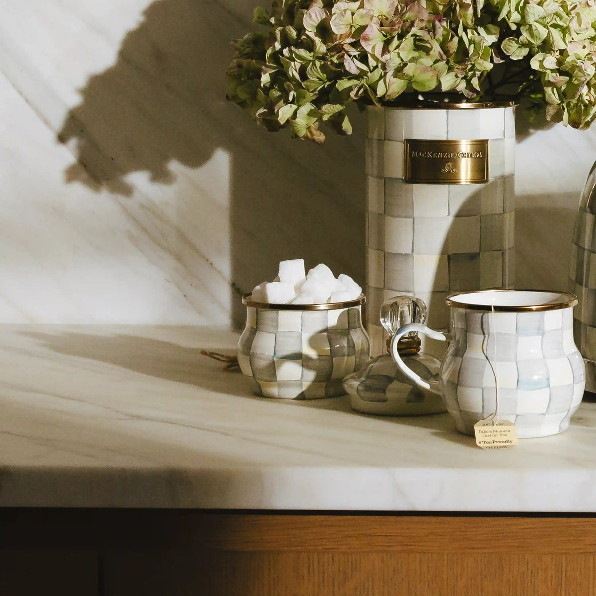Sky Check Lidded Sugar Bowl