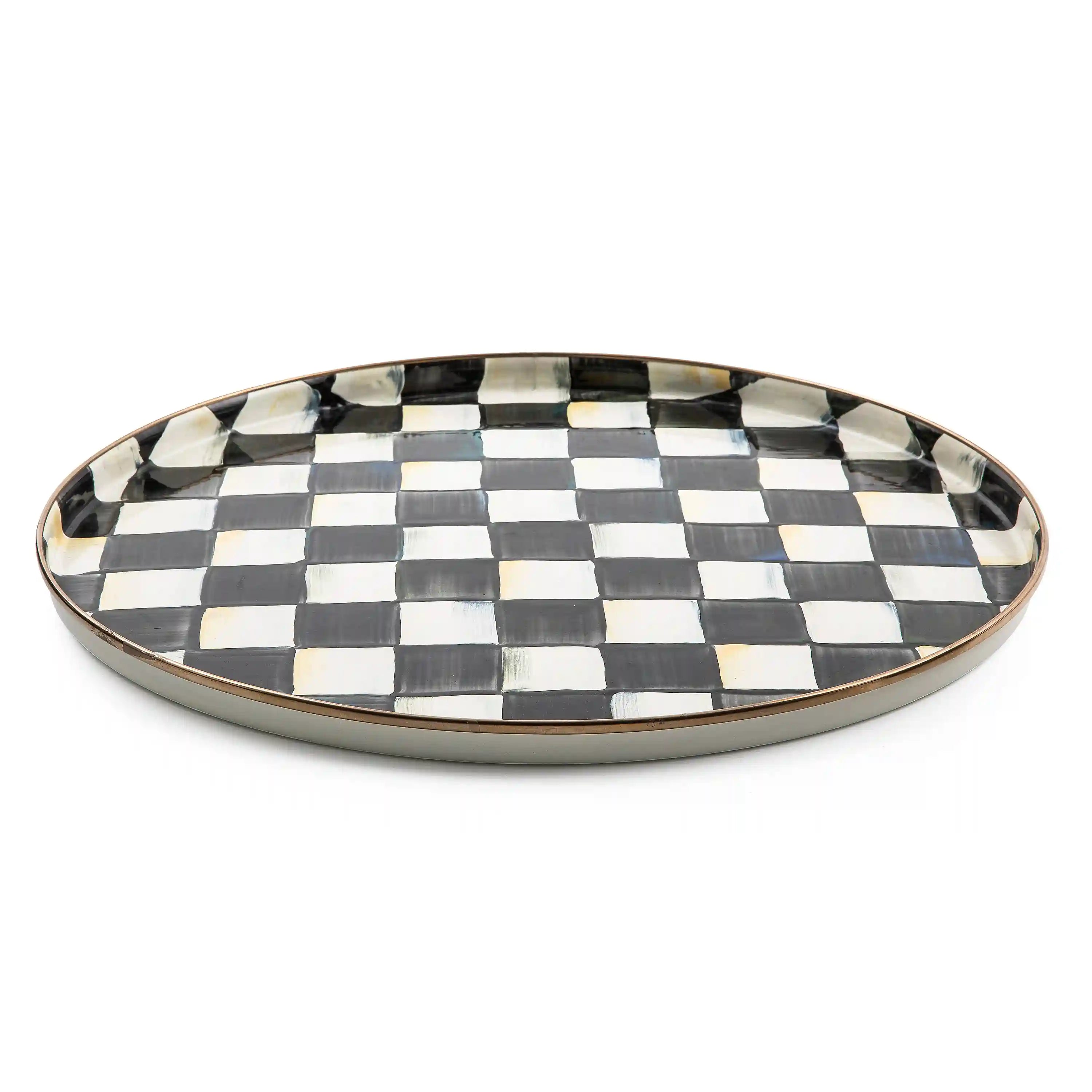 Mocha Check Round Tray