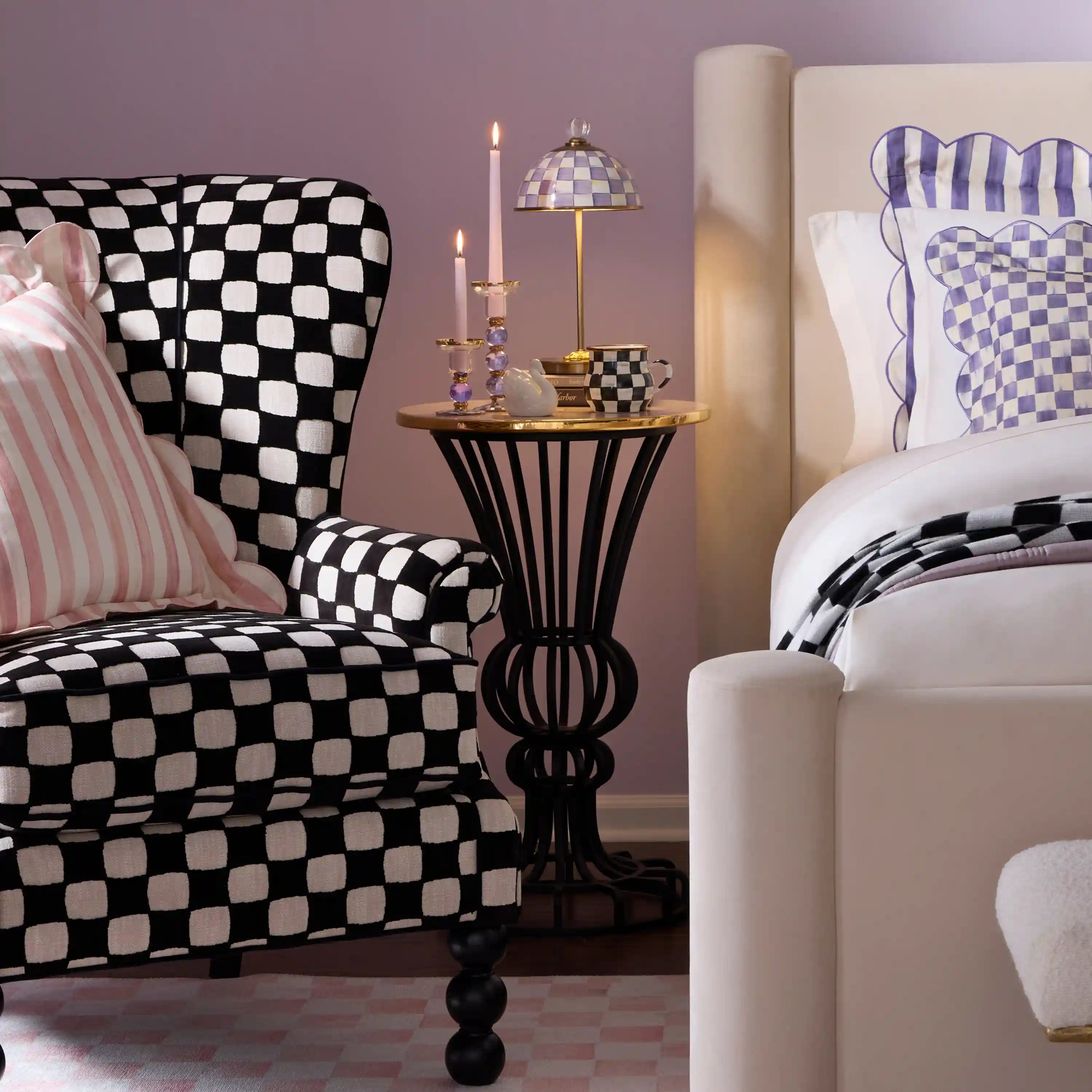 Rosy Check Pedestal Accent Table