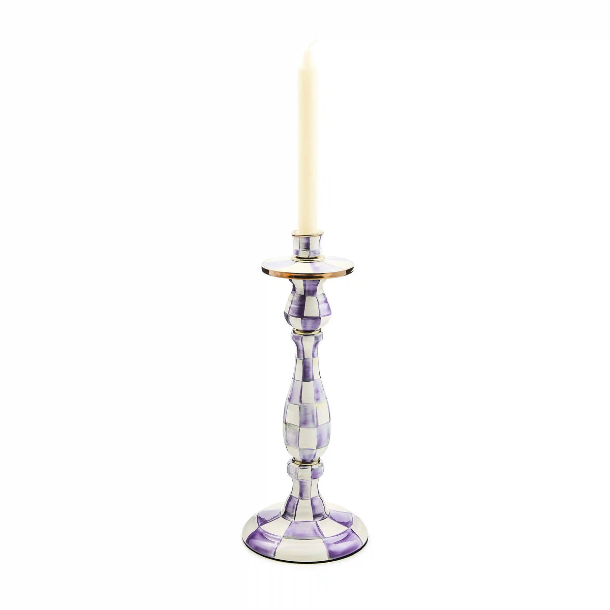 Violet Check Large Candlestick