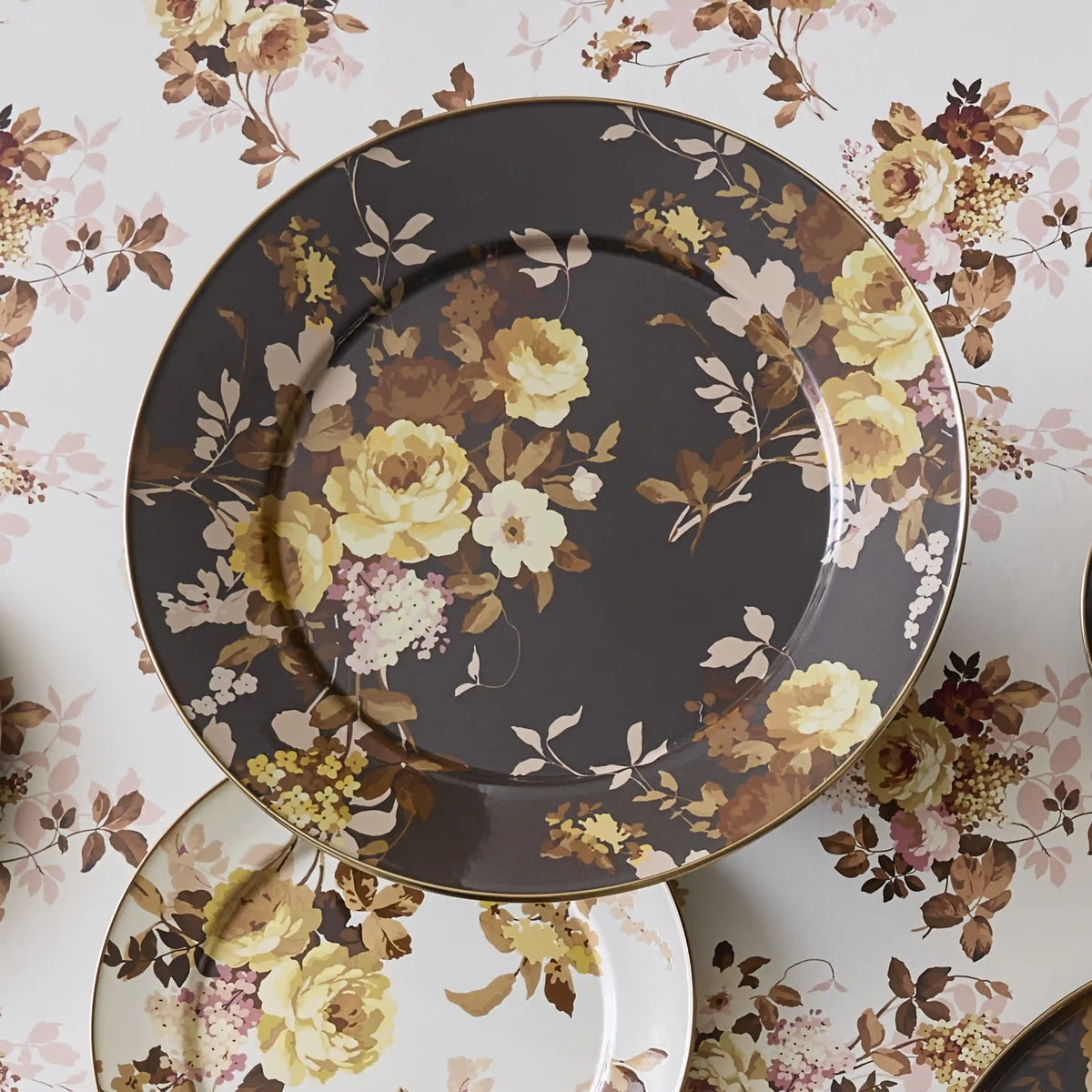 Wild Rose Slate Round Tray