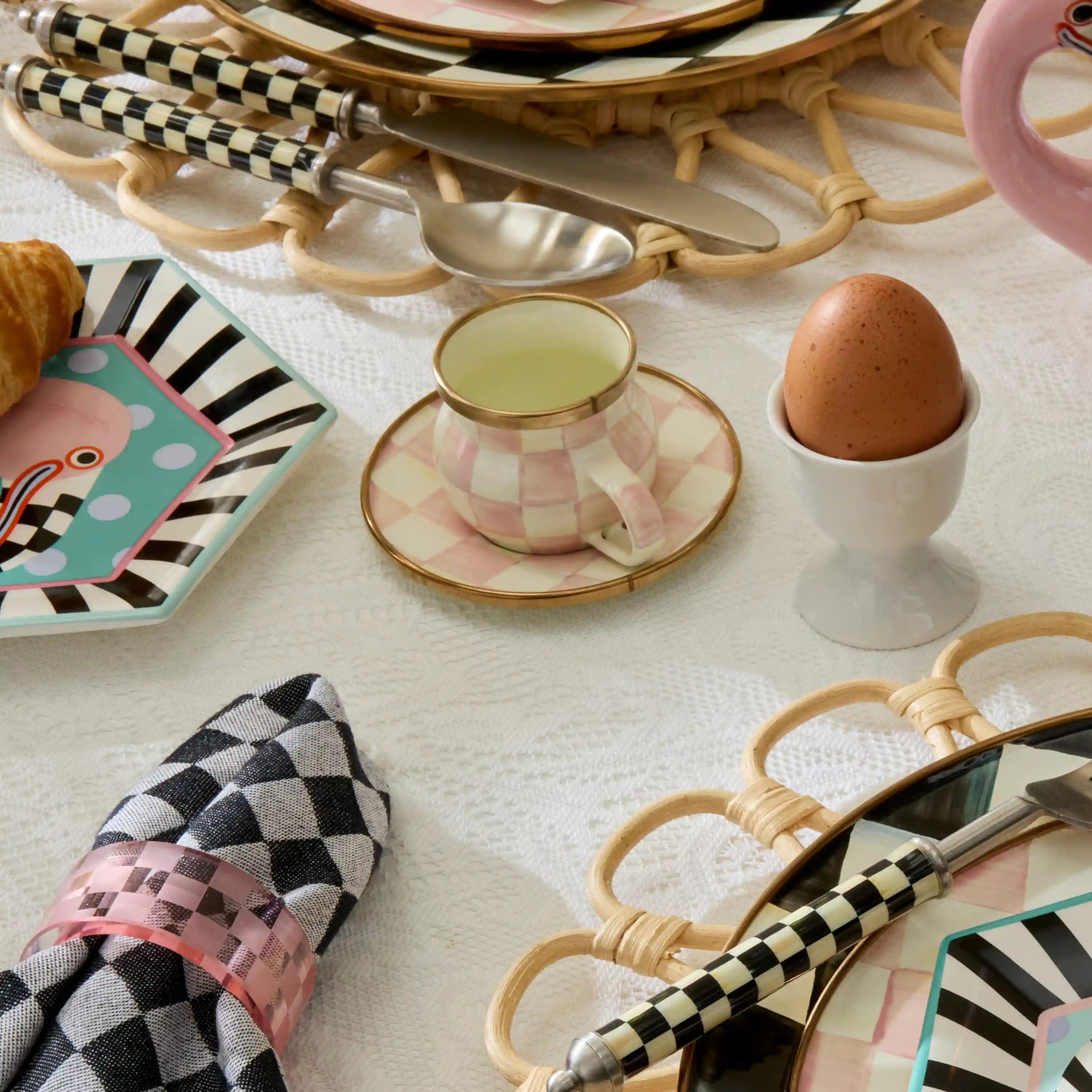 Rosy Check Espresso Cup & Saucer Set