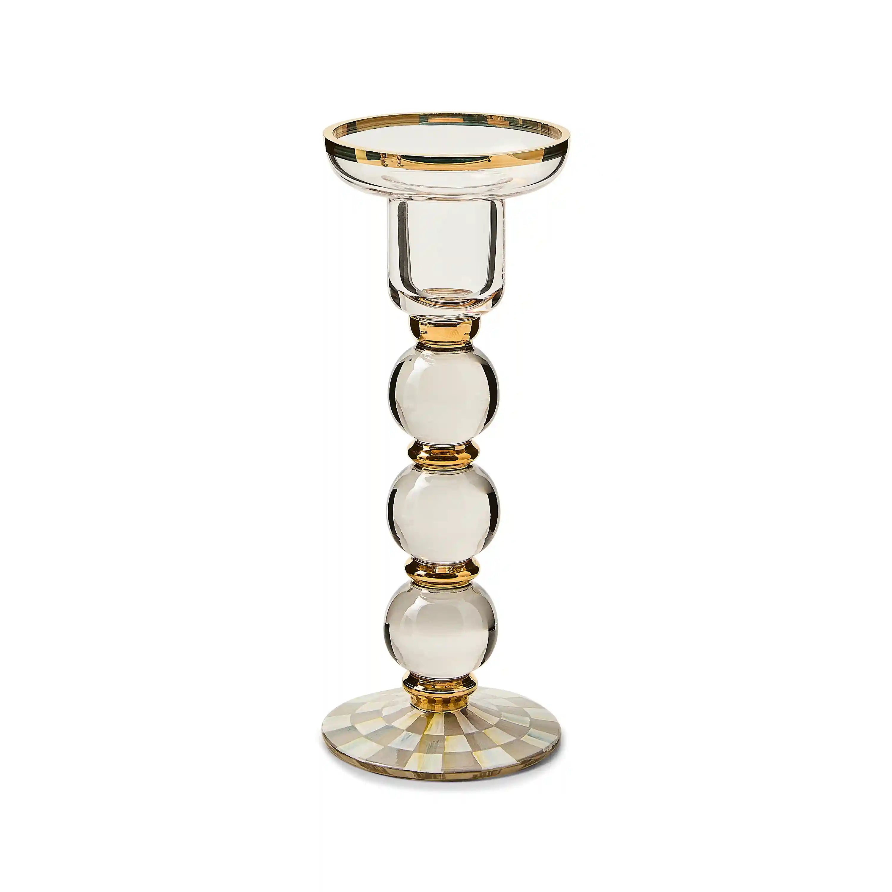 Rosy Check Small Glass Candlestick