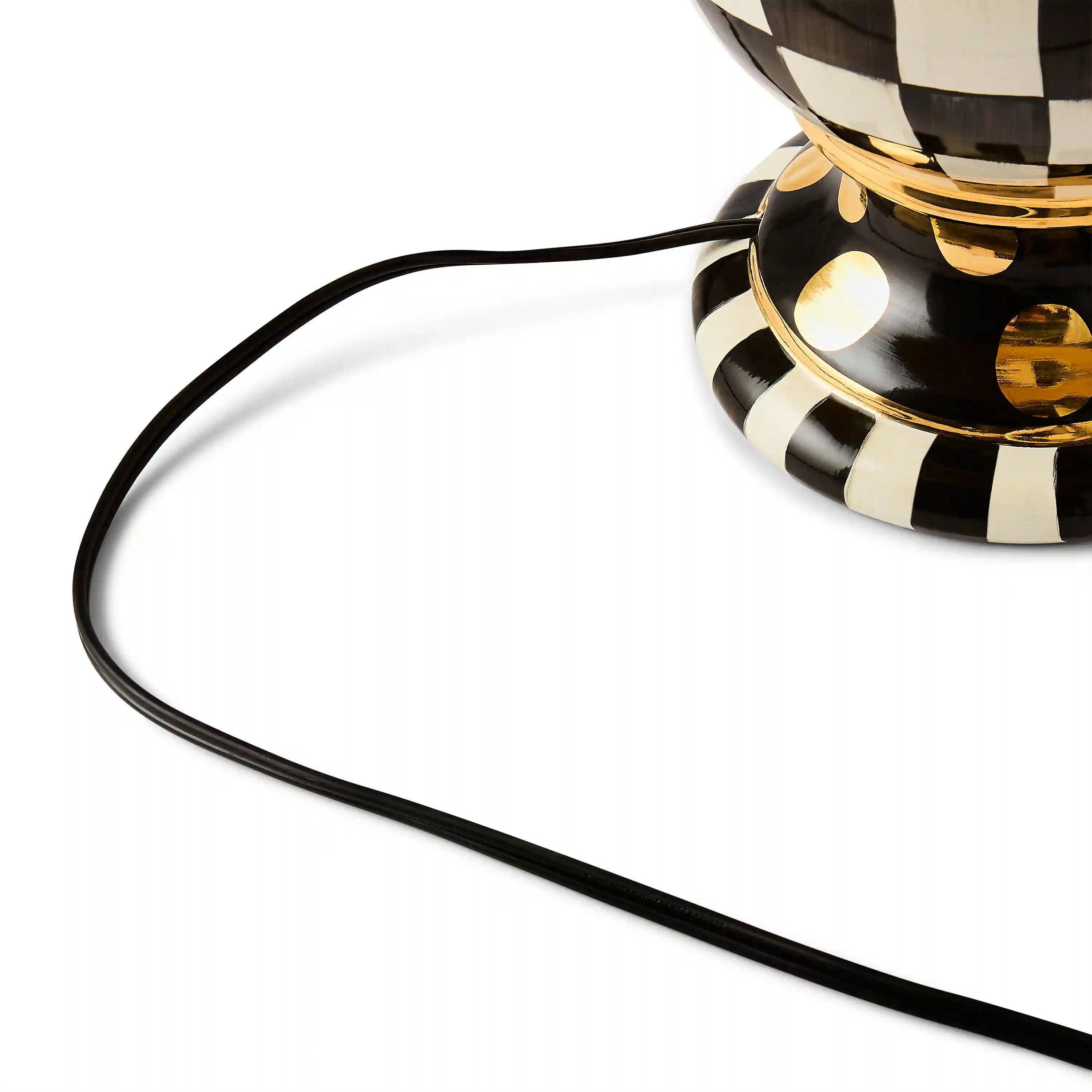 Mocha Check Ceramic Globe Lamp