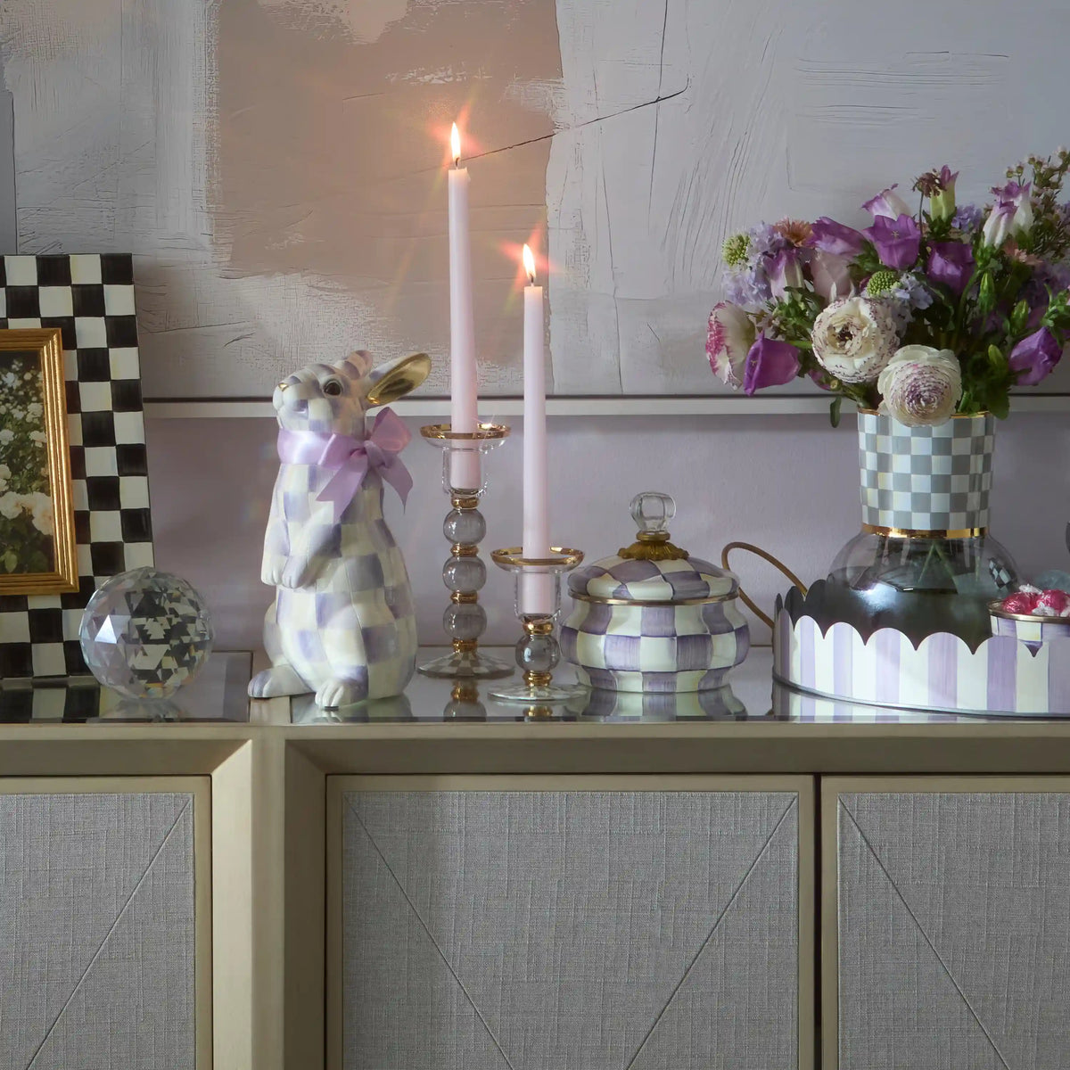 Rosy Check Small Glass Candlestick