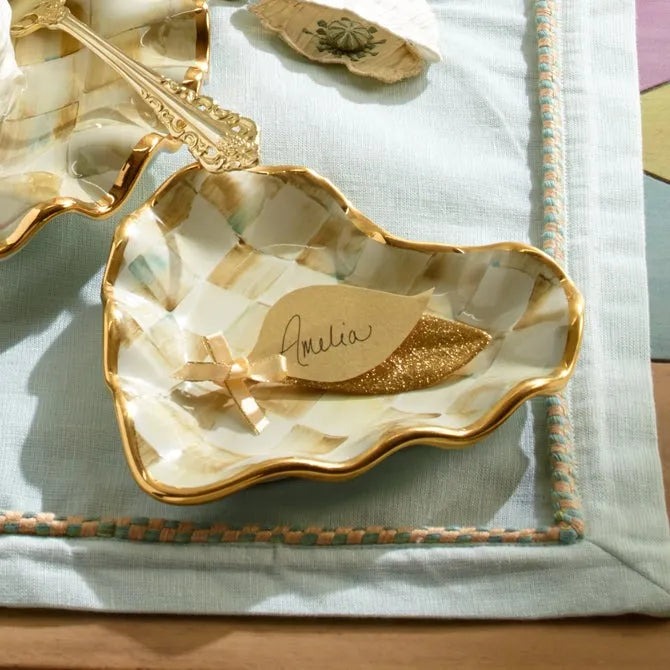 Parchment Check Fluted Heart Plate