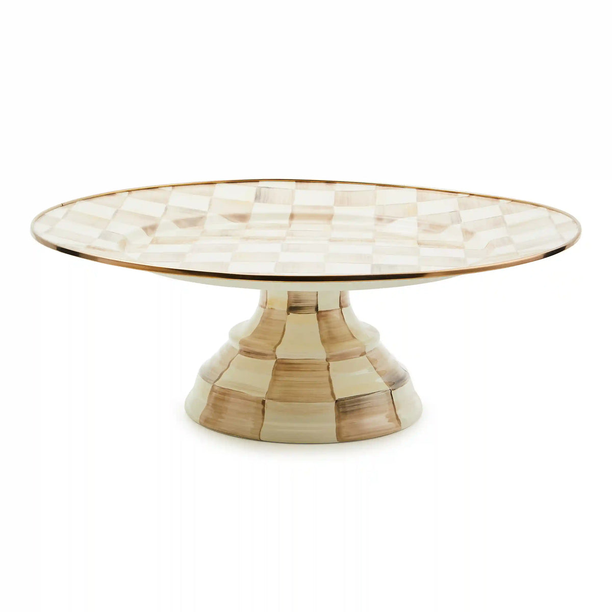 Mocha Check Large Pedestal Platter