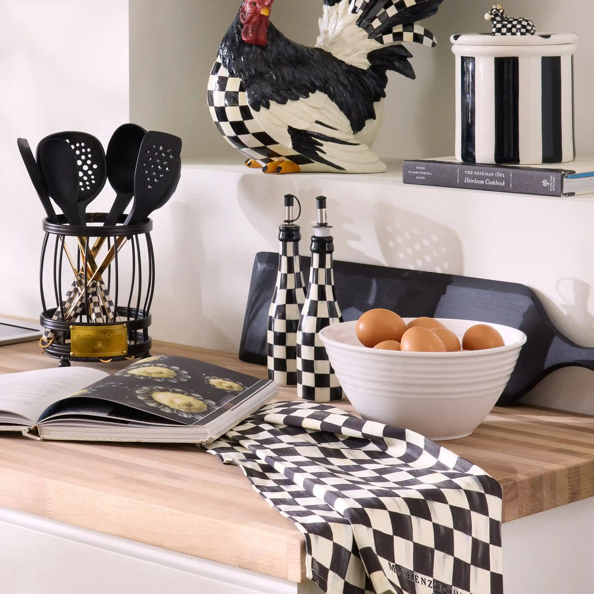 Mocha Check Farmhouse Oil Cruet