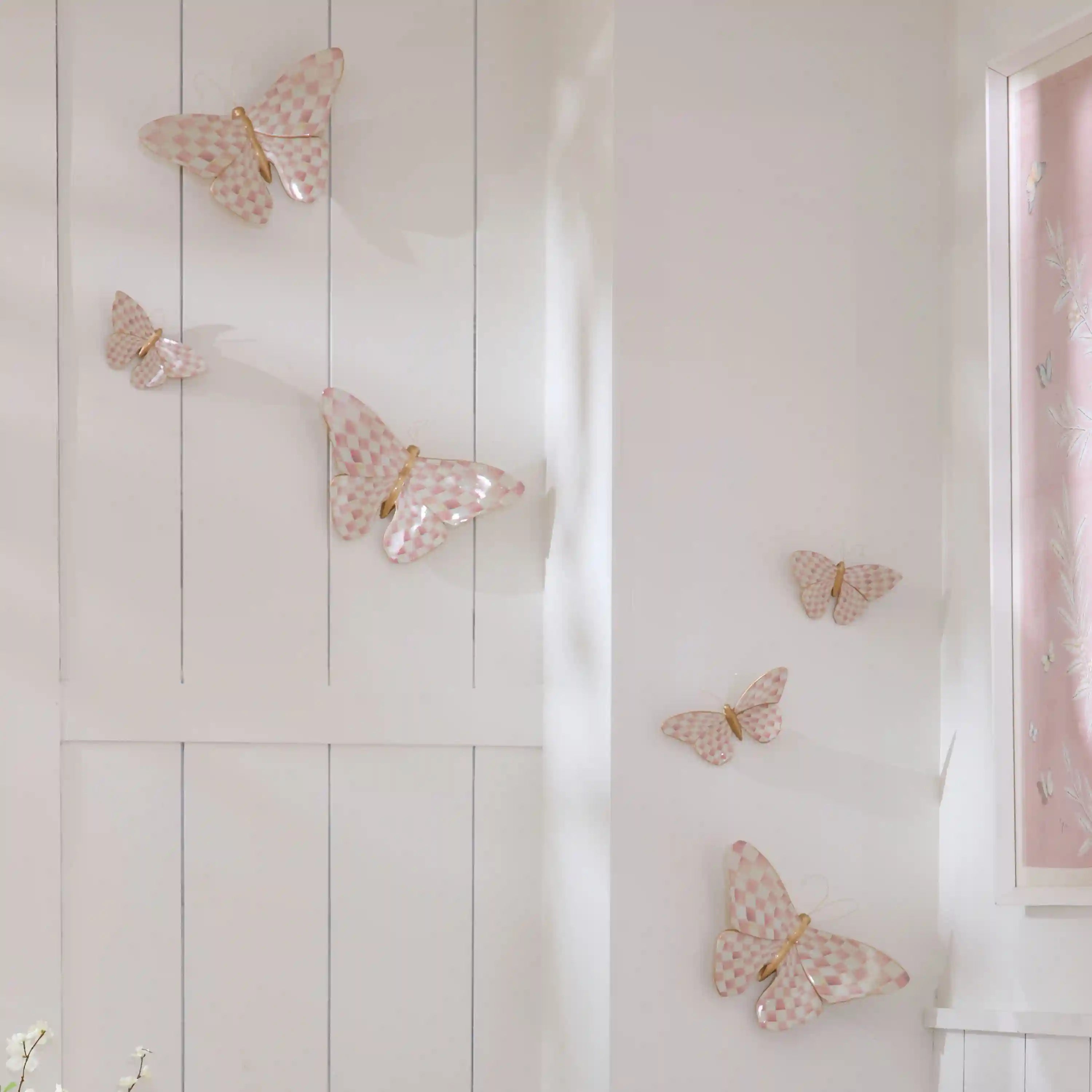 Rosy Check Wall Decor Butterfly Duo