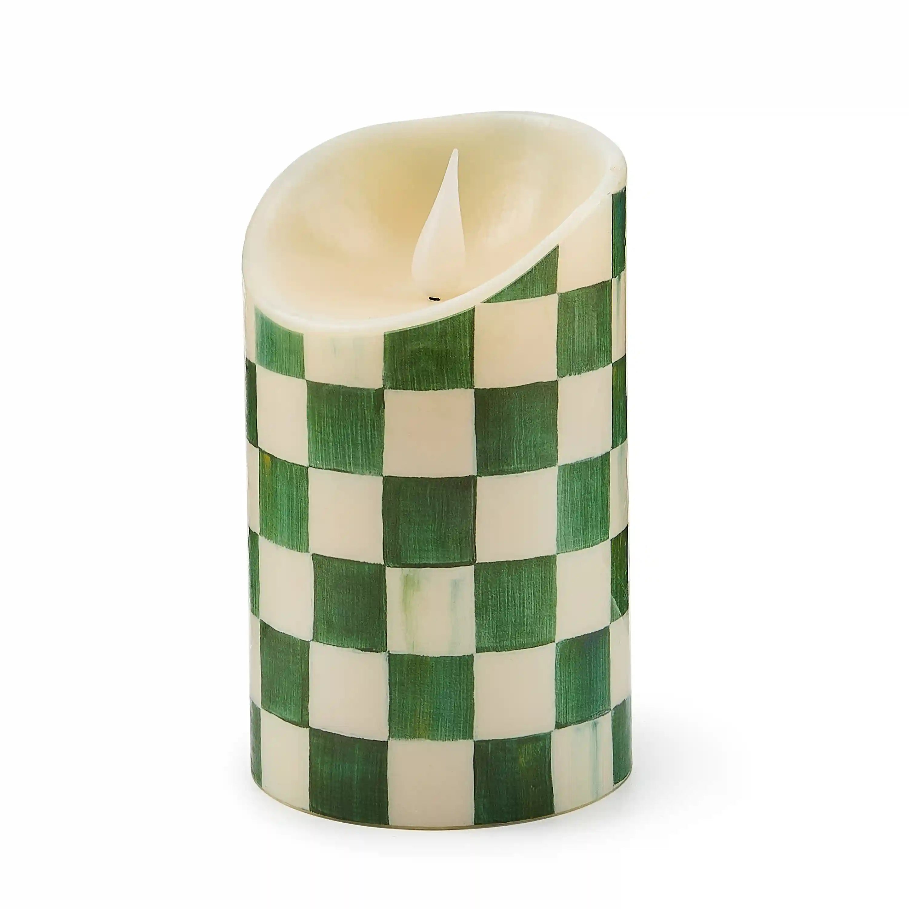 Cherry Check Flameless 5" Pillar Candle