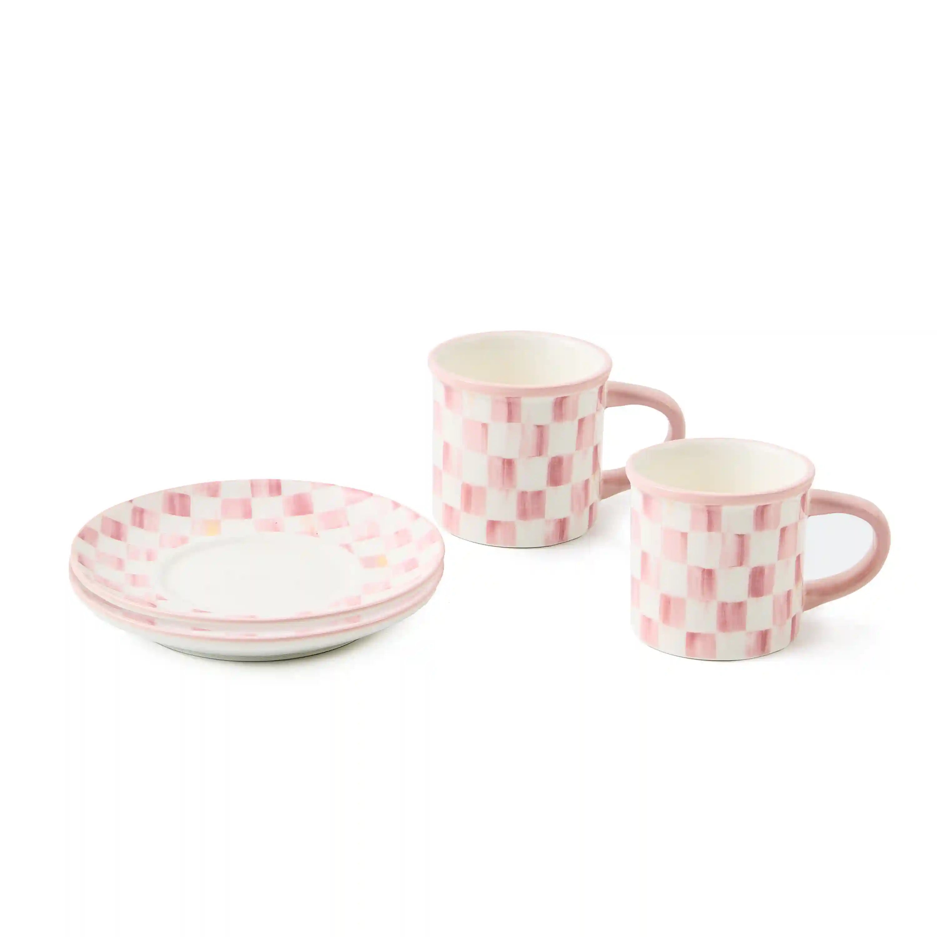 Sterling Check Espresso Cup & Saucer, Set of 2