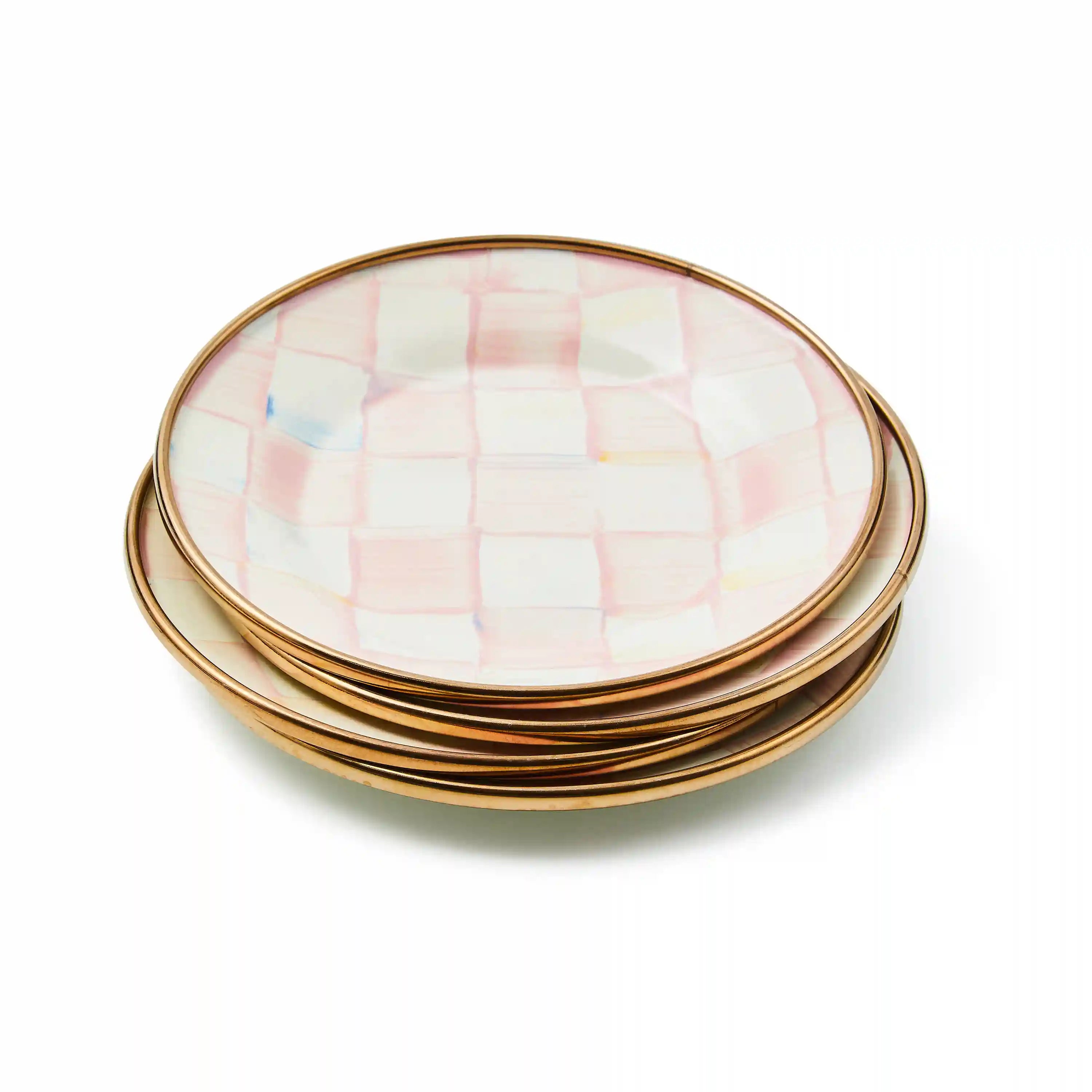 Sterling Check Appetizer Plates, Set of 4