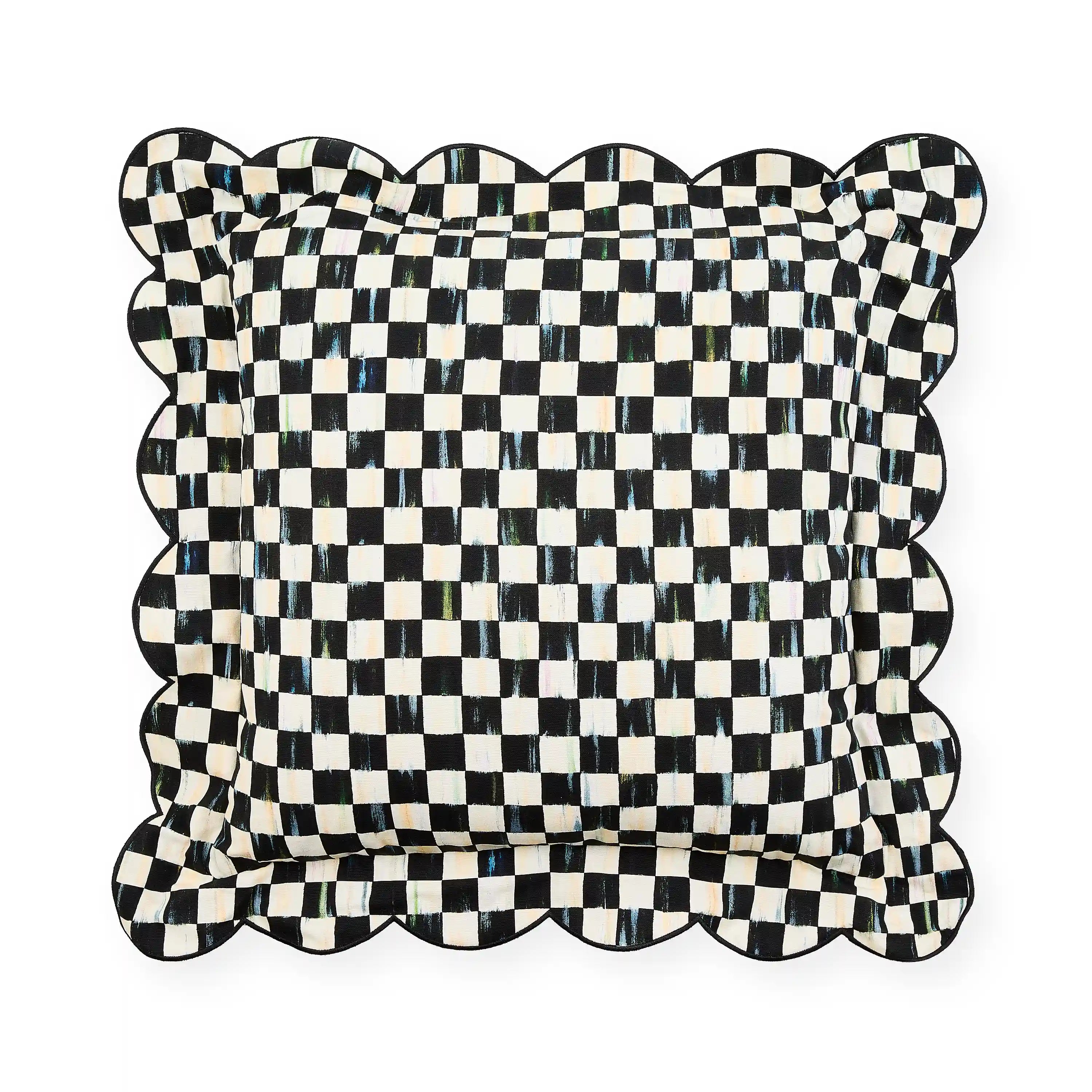 Courtly Check Reversible Scalloped Lumbar Throw Pillow