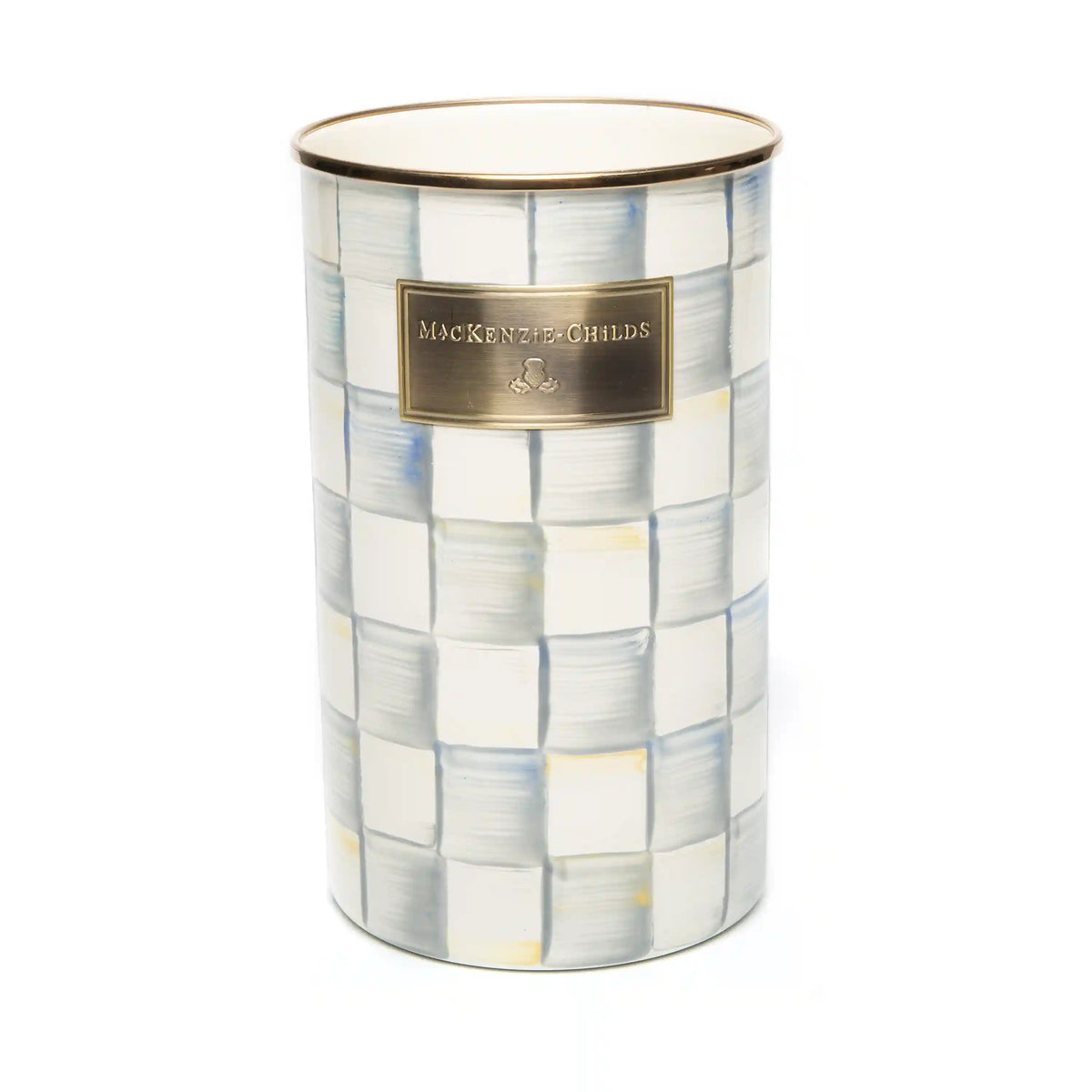 Emerald Check Utensil Holder