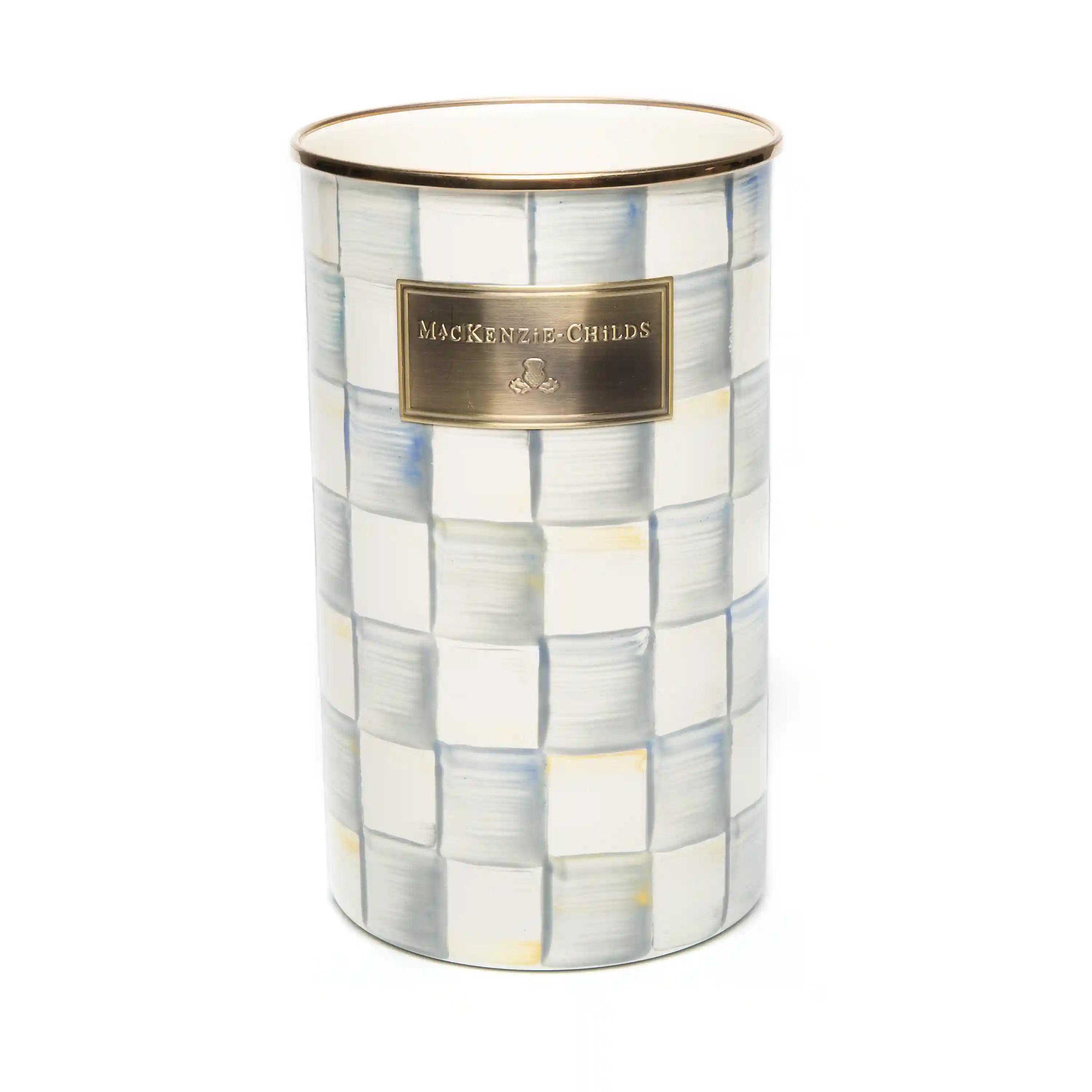 Mocha Check Utensil Holder