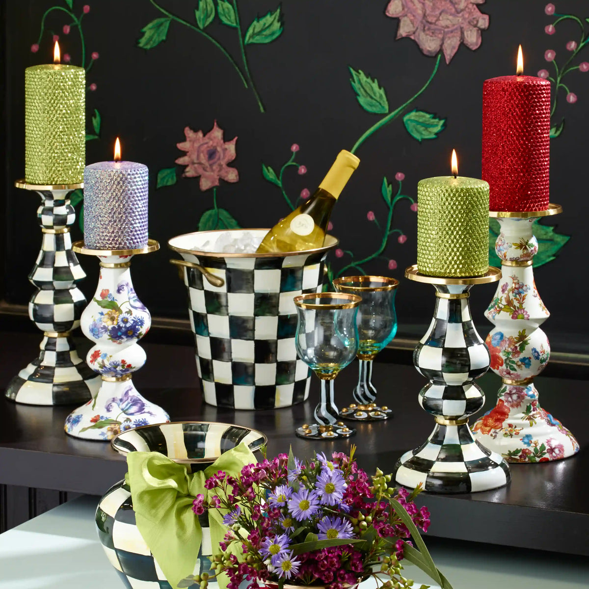 Rosy Check Large Pillar Candlestick