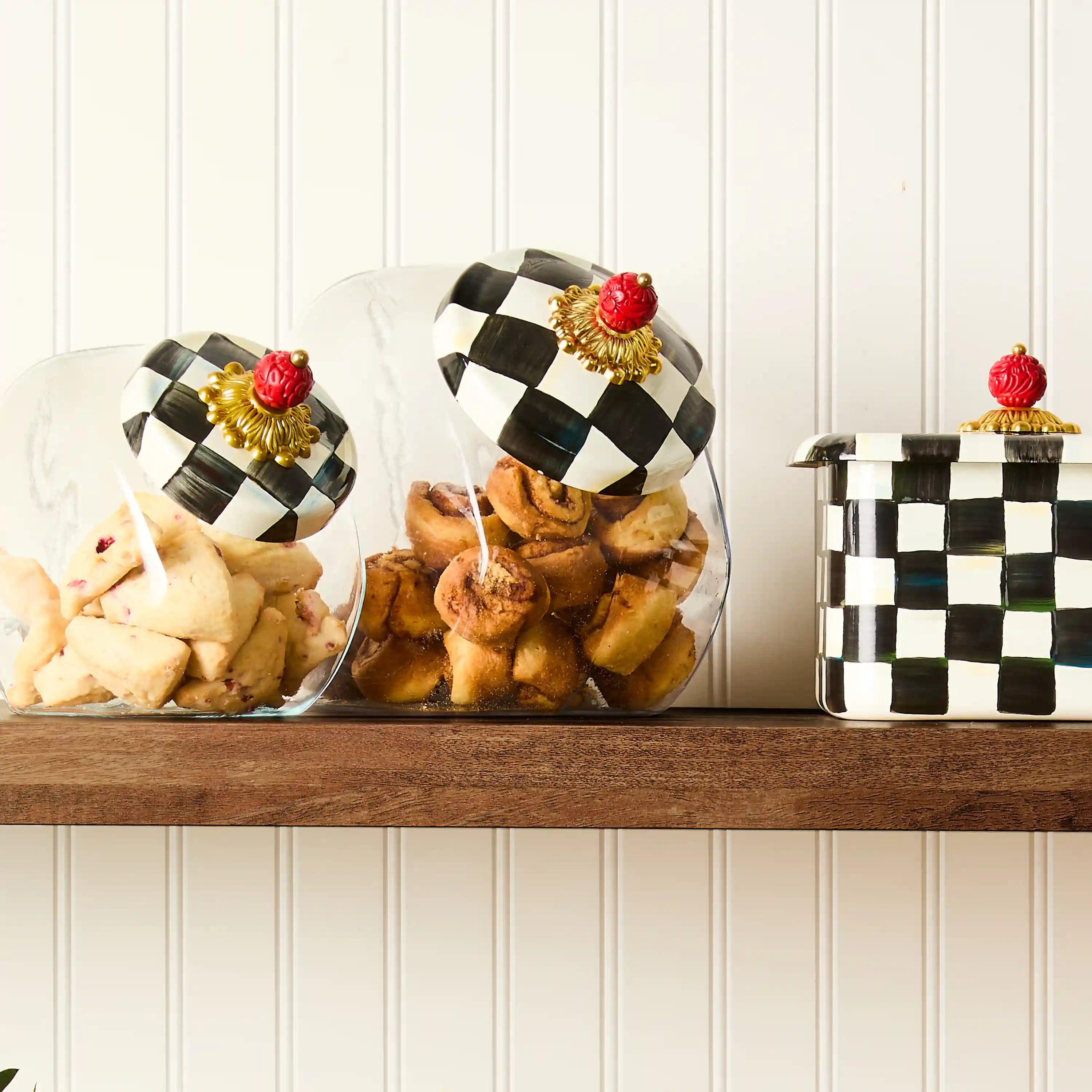 Cookie Jar with Royal Check Lid