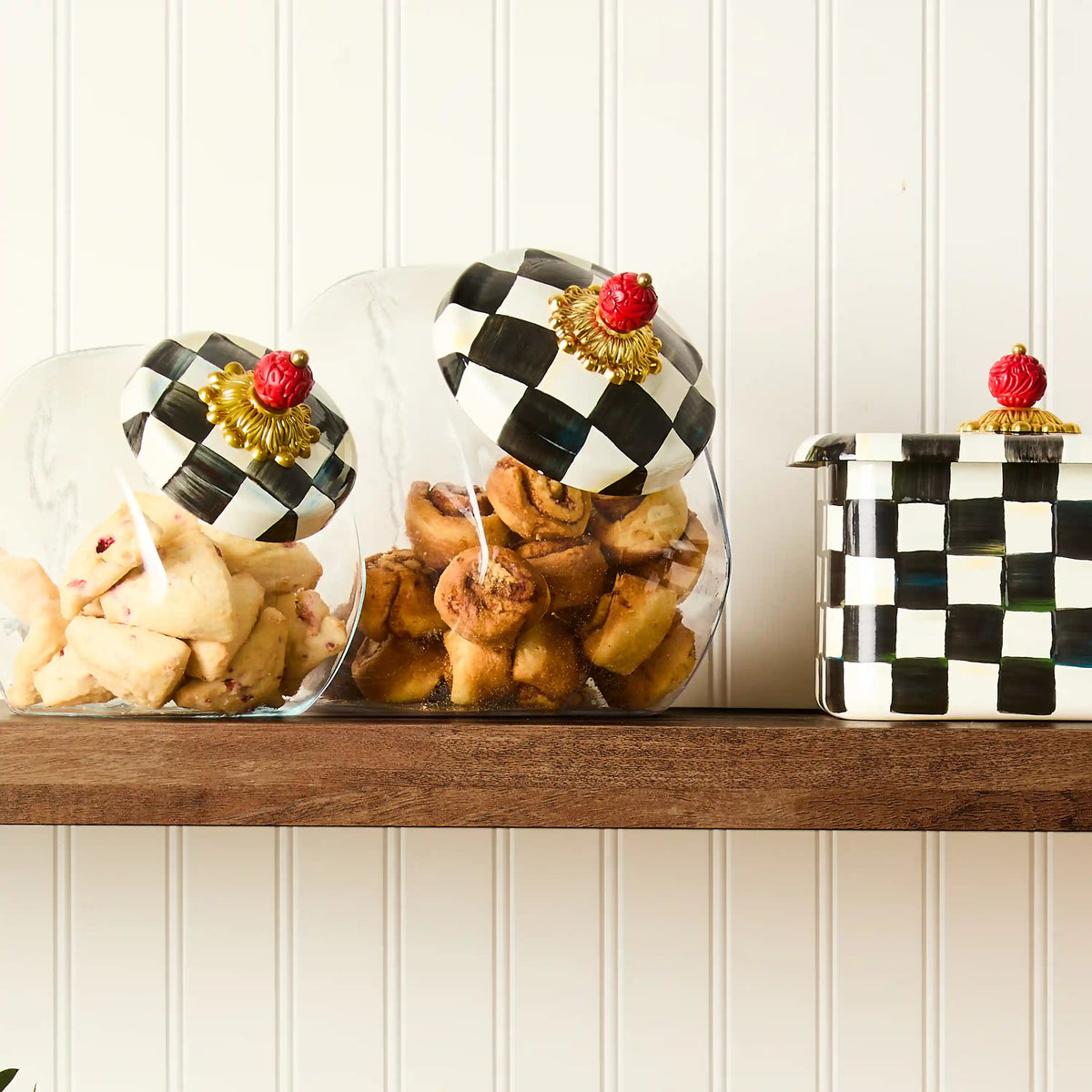 Cookie Jar with Sterling Check Lid