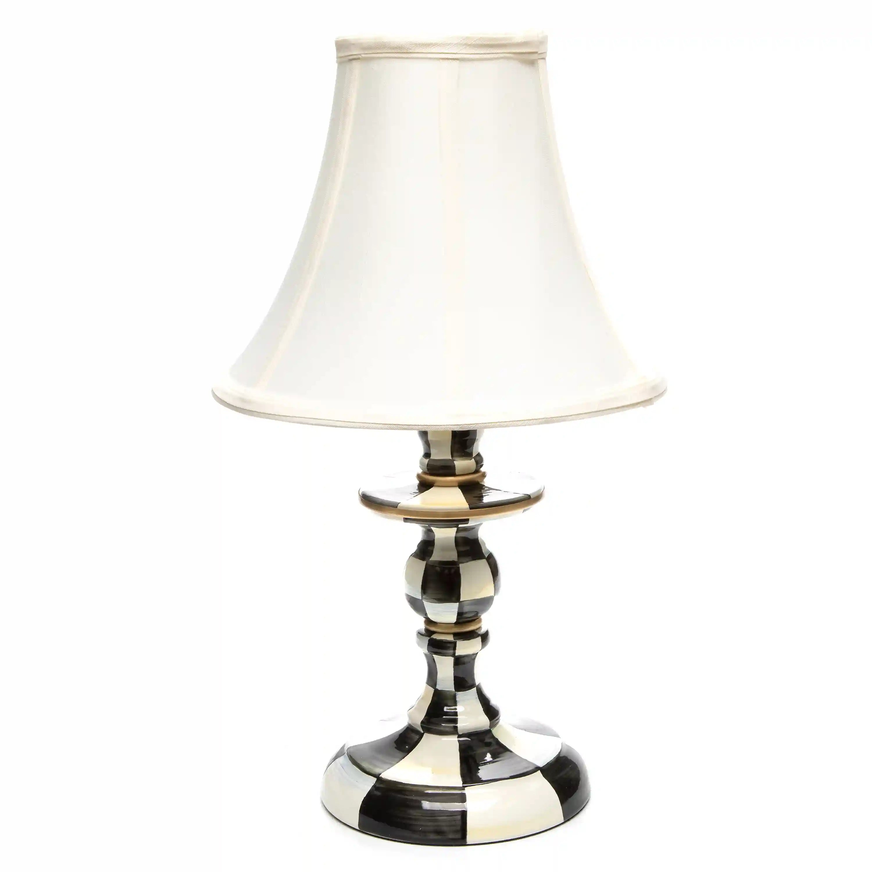 Violet Check Candlestick Lamp