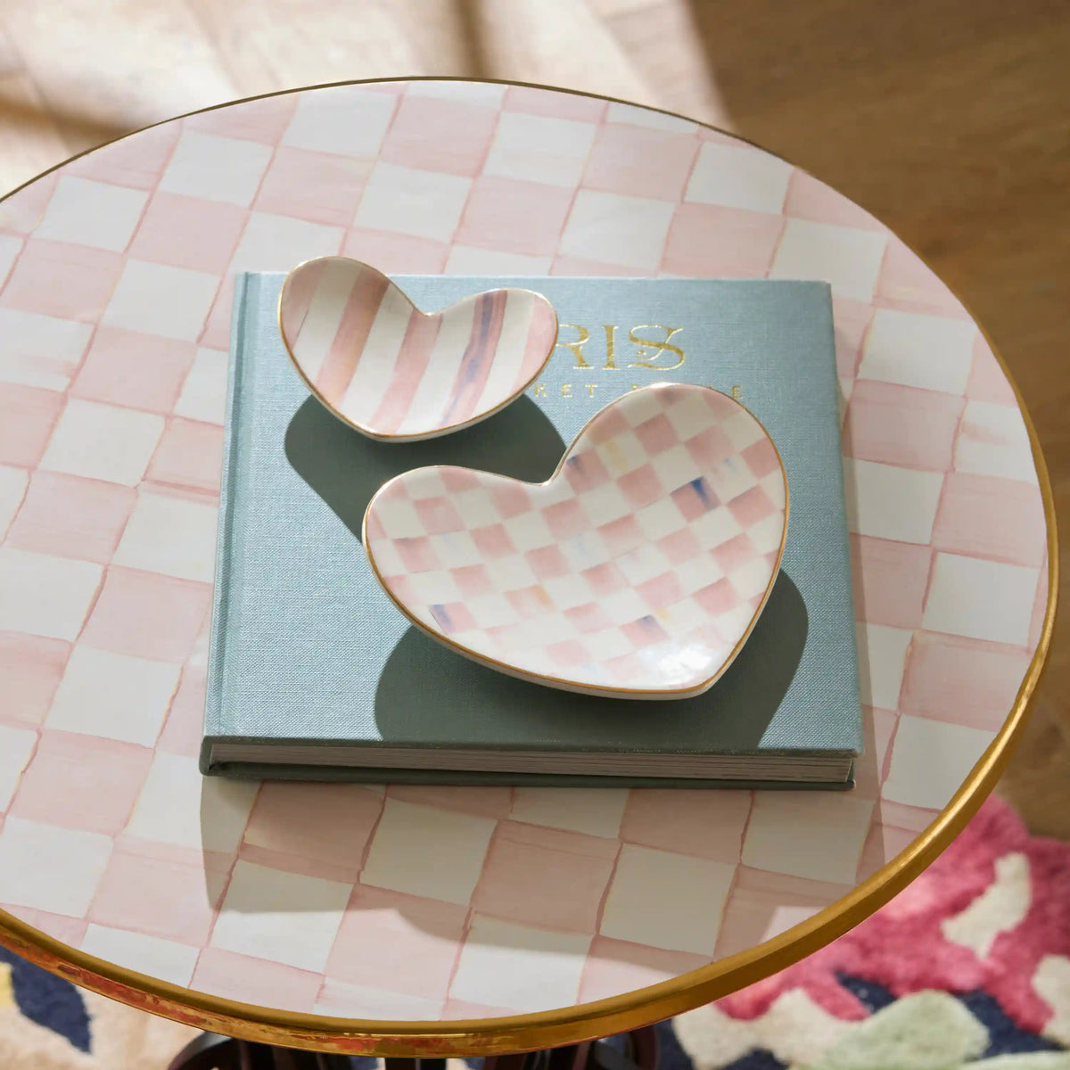 Rosy Heart Trinket Dishes, Set of 2