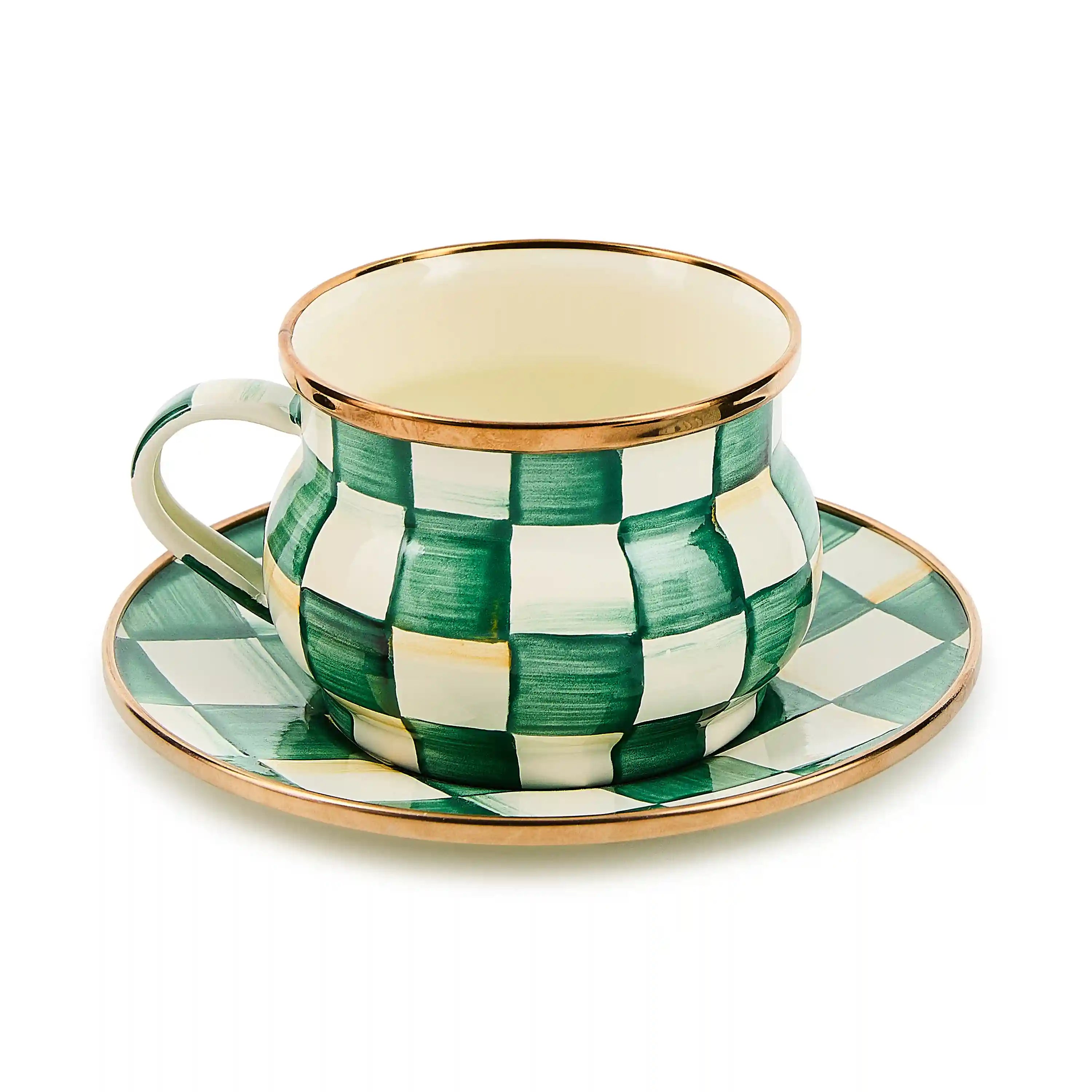 Mocha Check Saucer