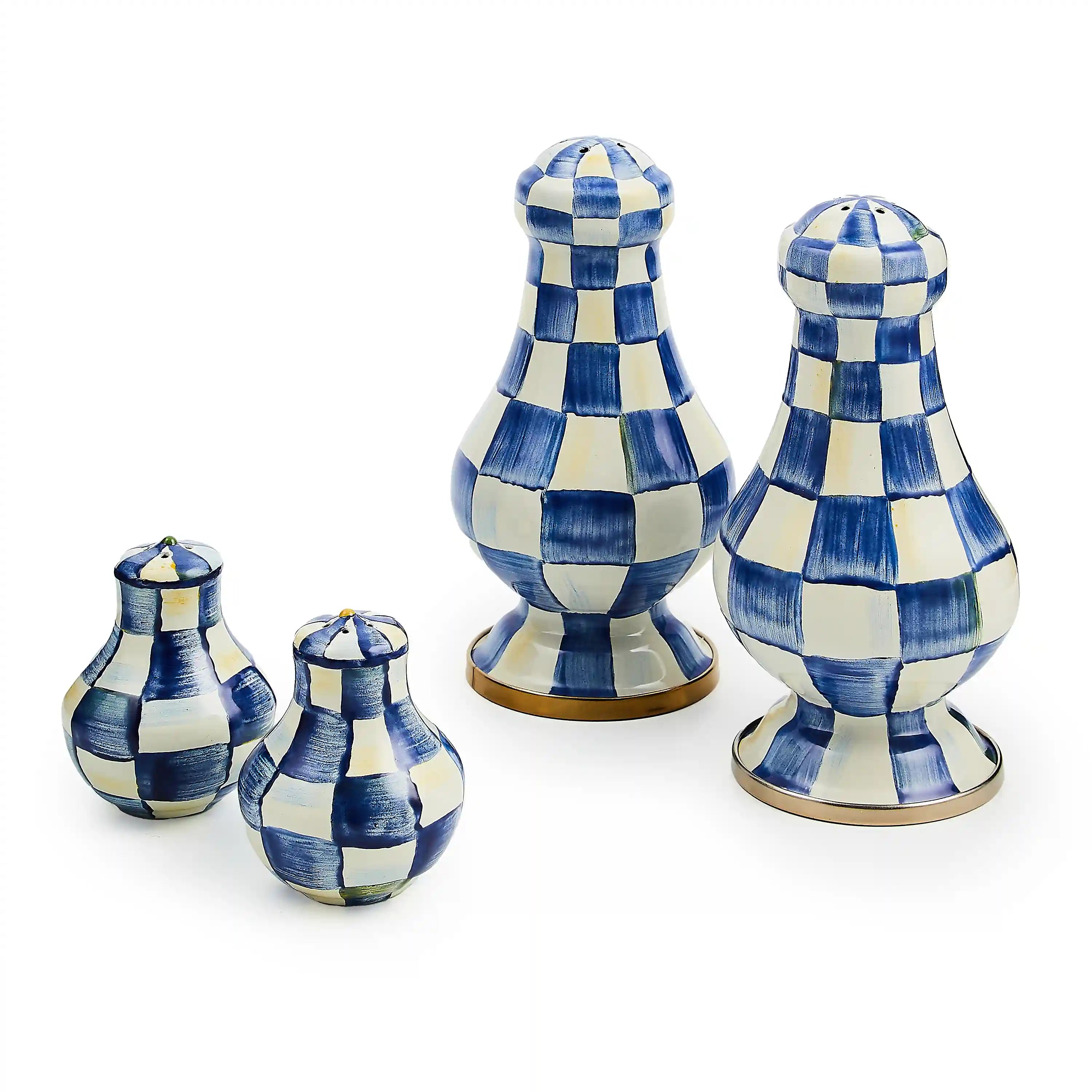 Violet Check Large Salt & Pepper Shakers