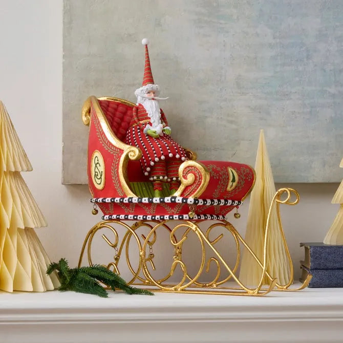 Patience Brewster Dash Away Sitting Santa & Sleigh Figure Set