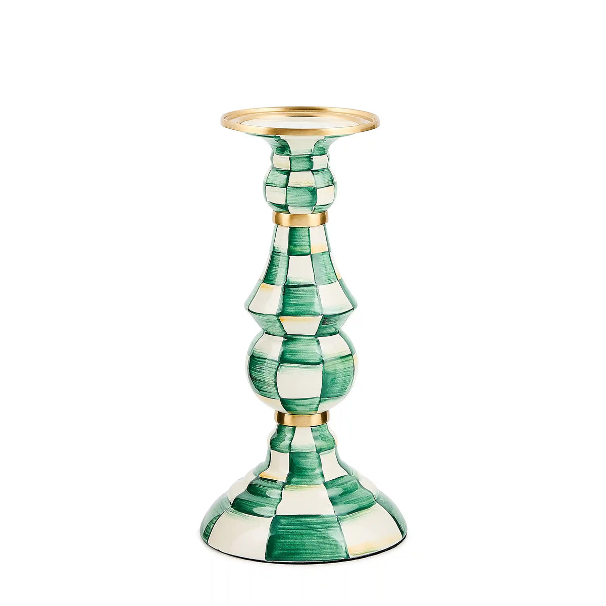 Violet Check Large Pillar Candlestick
