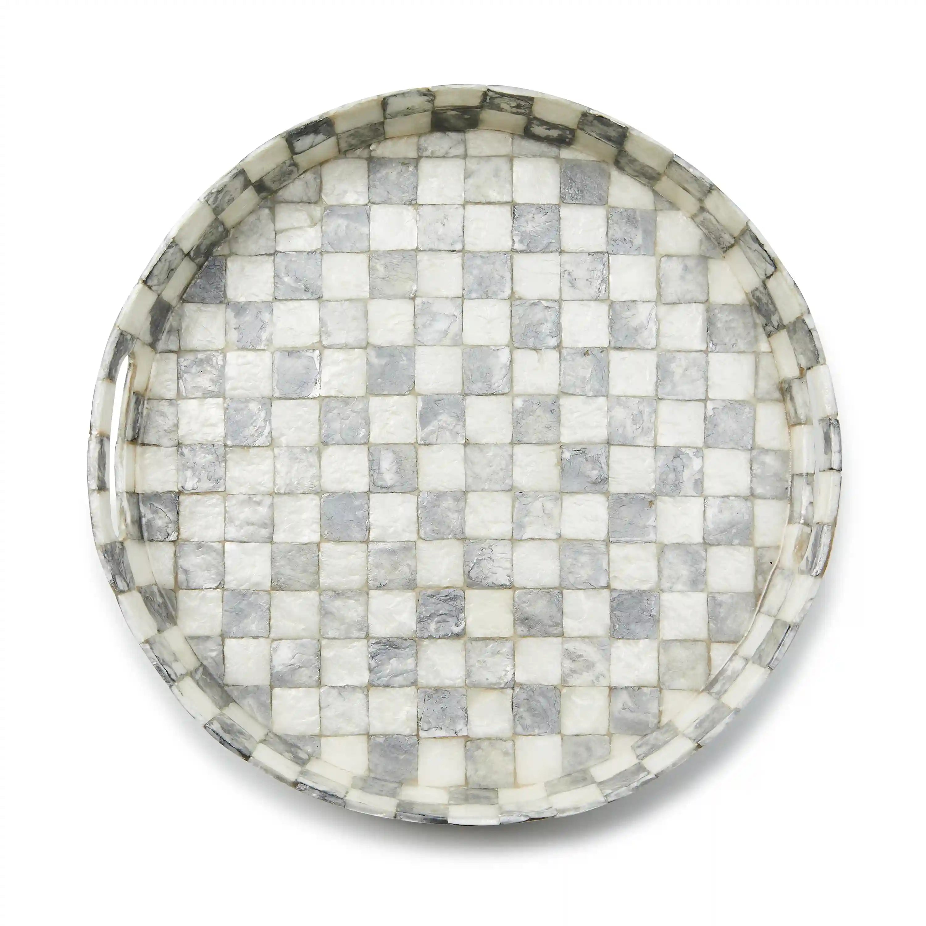 Courtly Check Capiz Round Tray