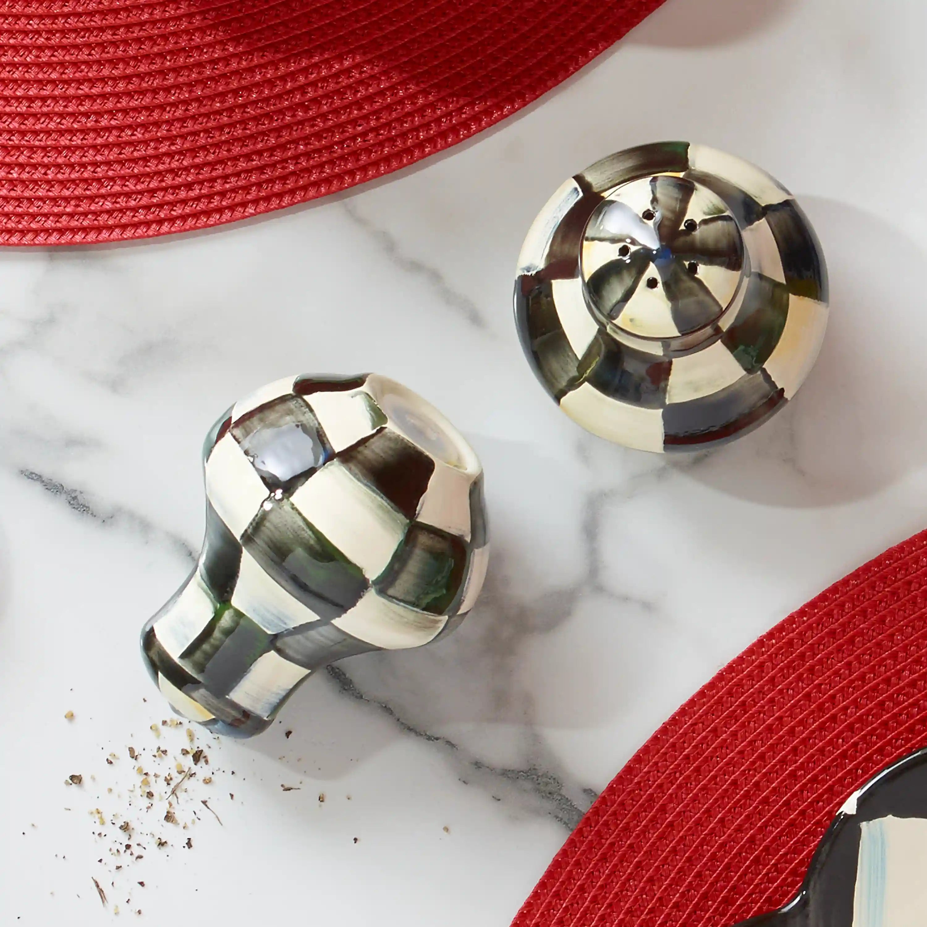 Sky Check Large Salt & Pepper Shakers