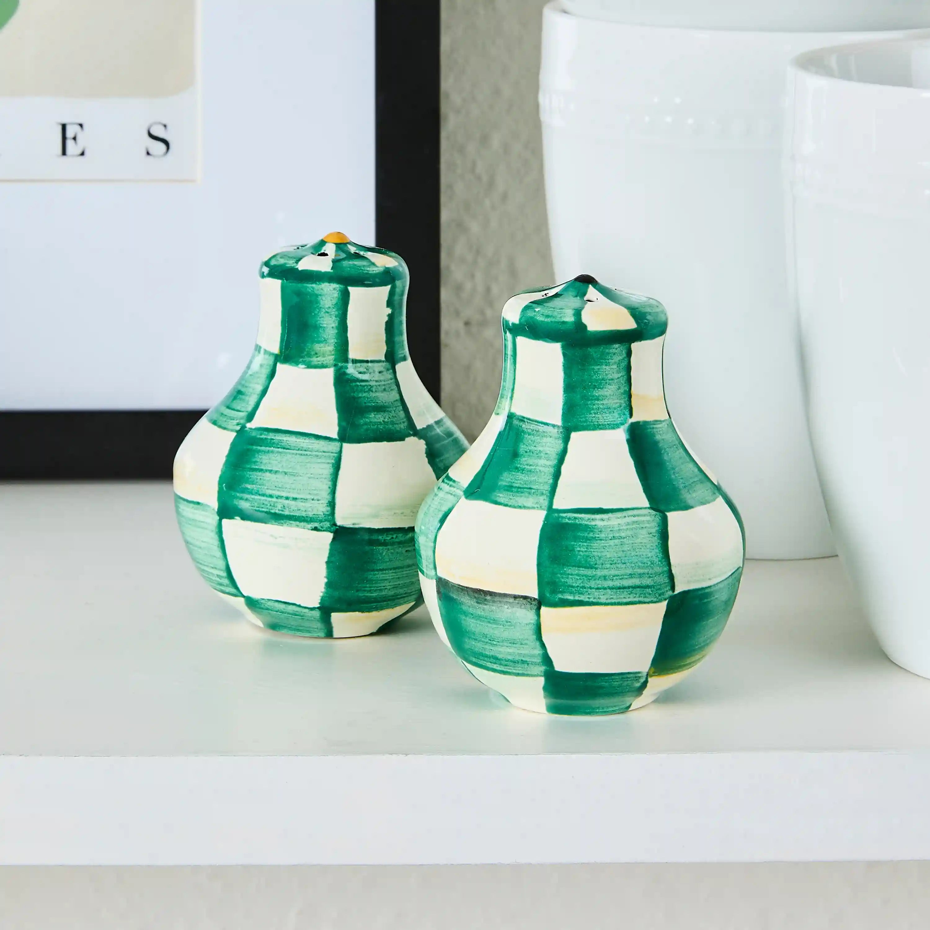 Sterling Check Salt & Pepper Shakers