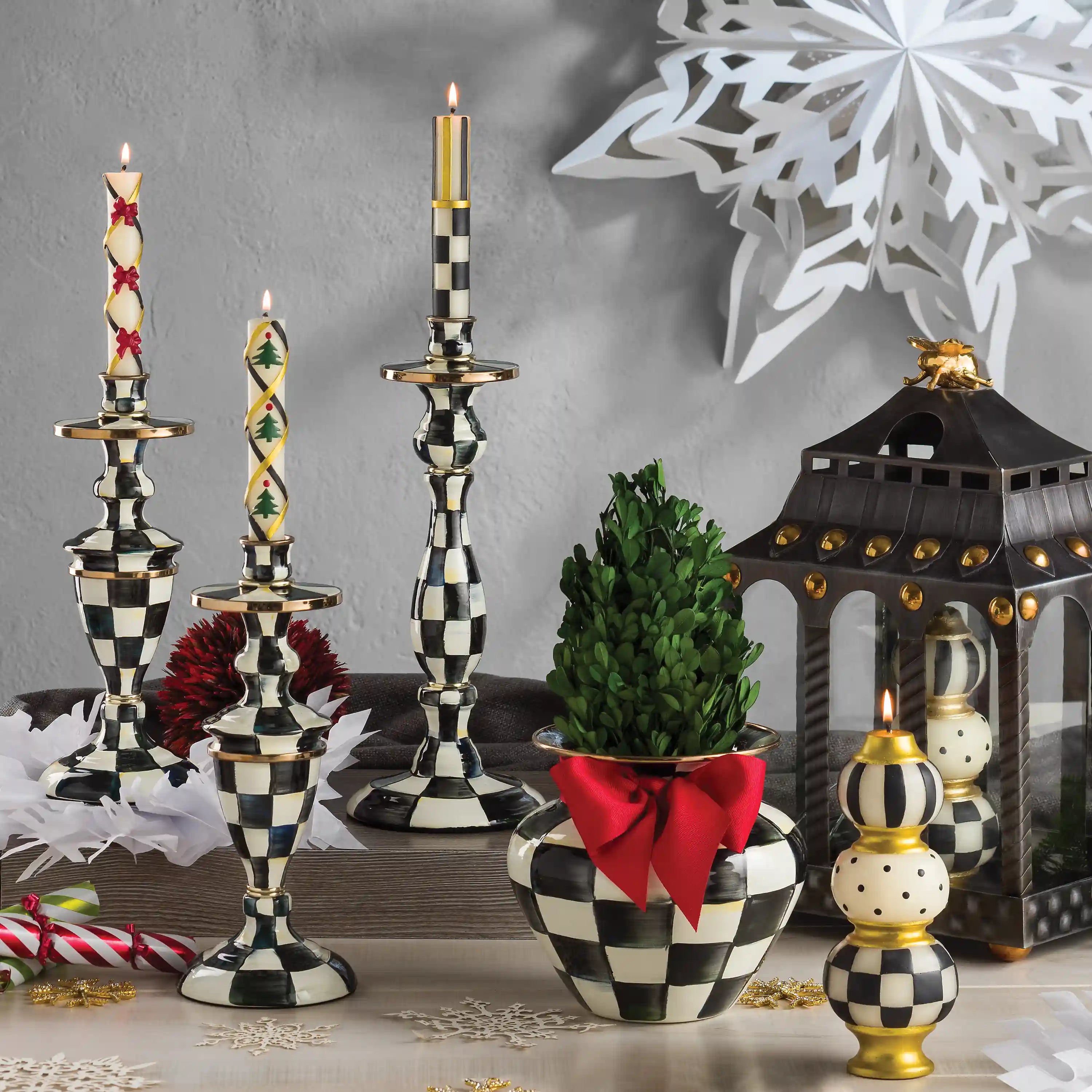 Emerald Check Medium Candlestick